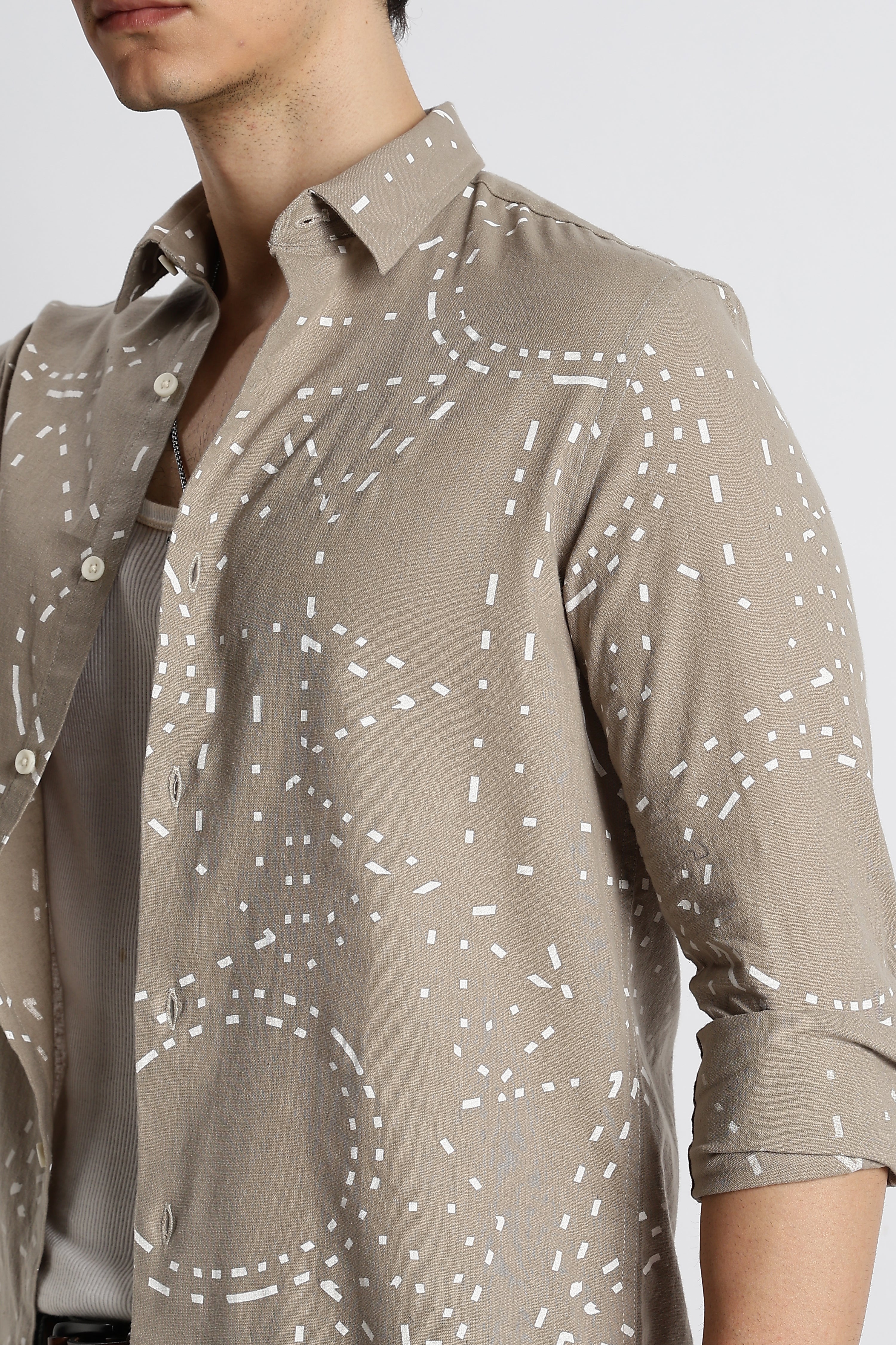 Men Abstract Geo-Print Cotton Shirt - Image 4