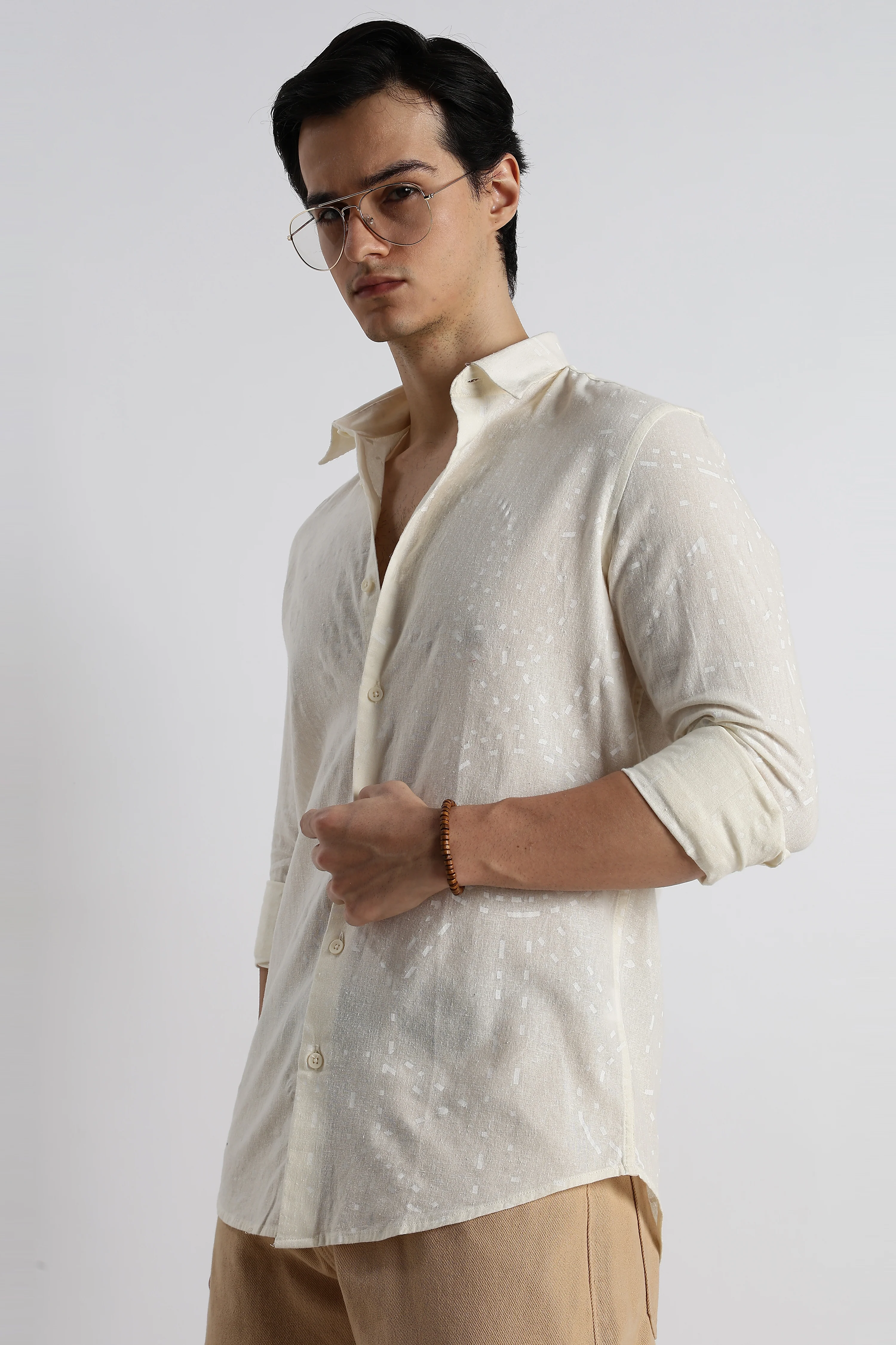 Men Abstract Geo-Print Cotton Shirt - Image 4