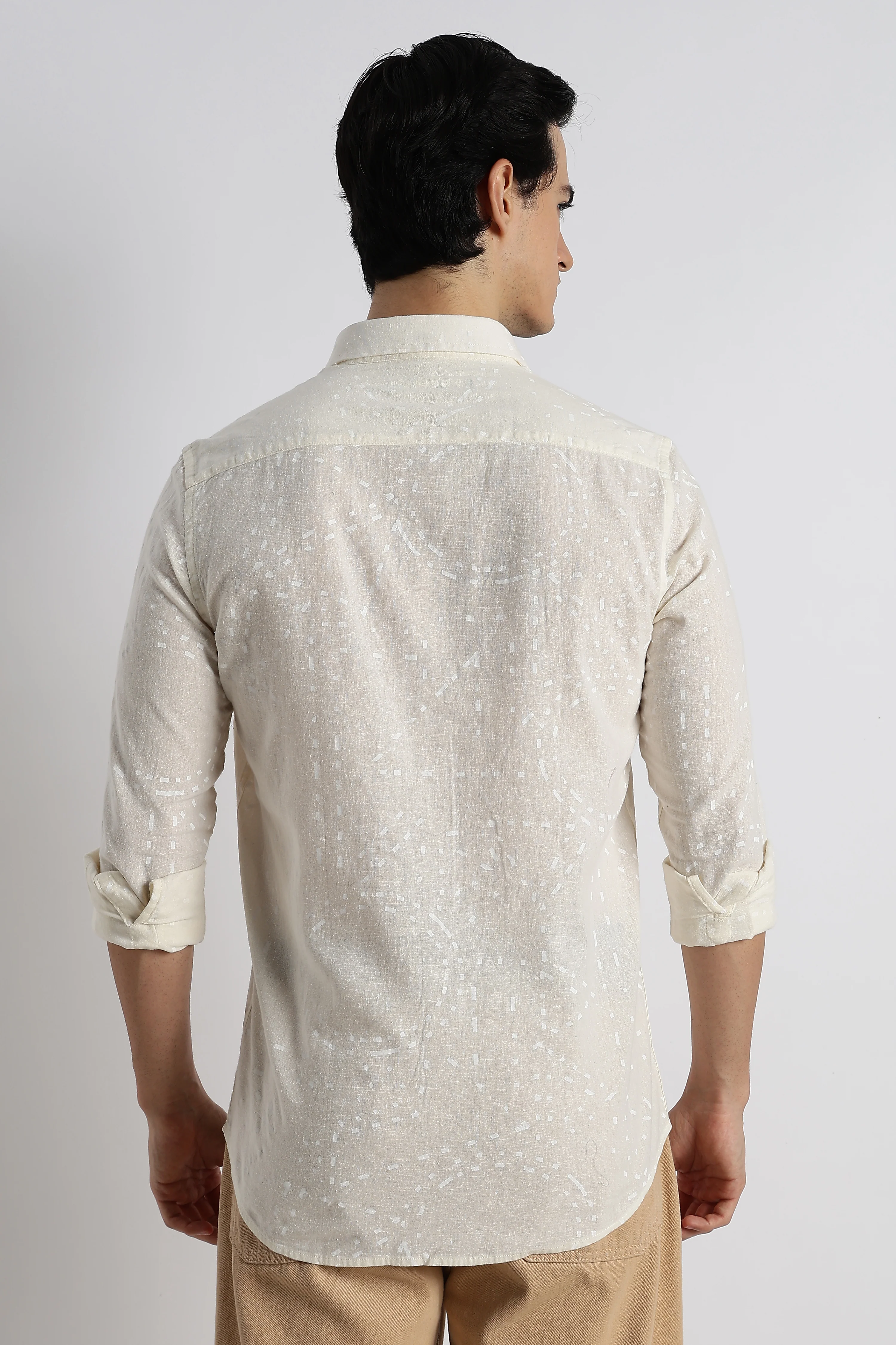 Men Abstract Geo-Print Cotton Shirt - Image 5