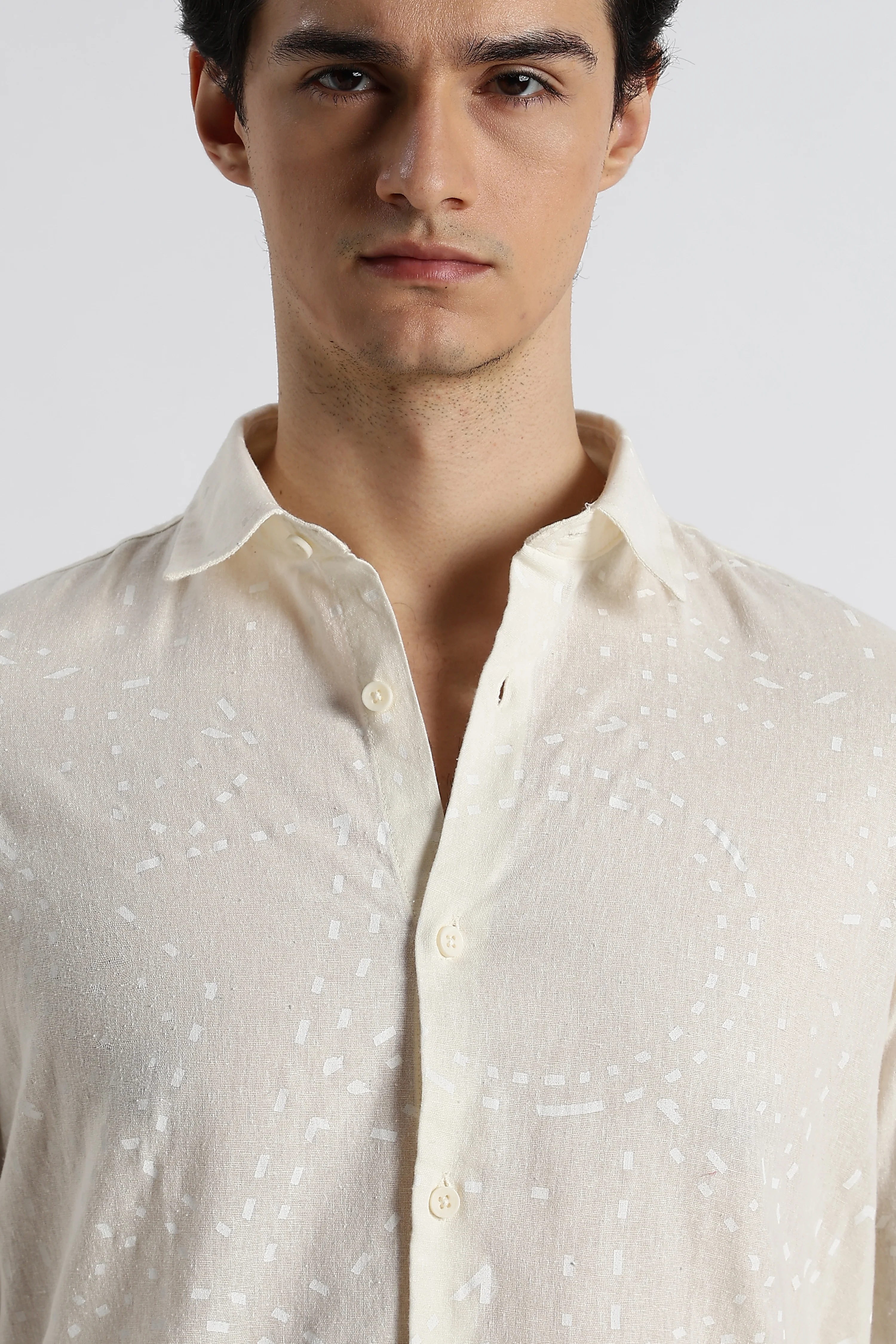 Men Abstract Geo-Print Cotton Shirt - Image 6