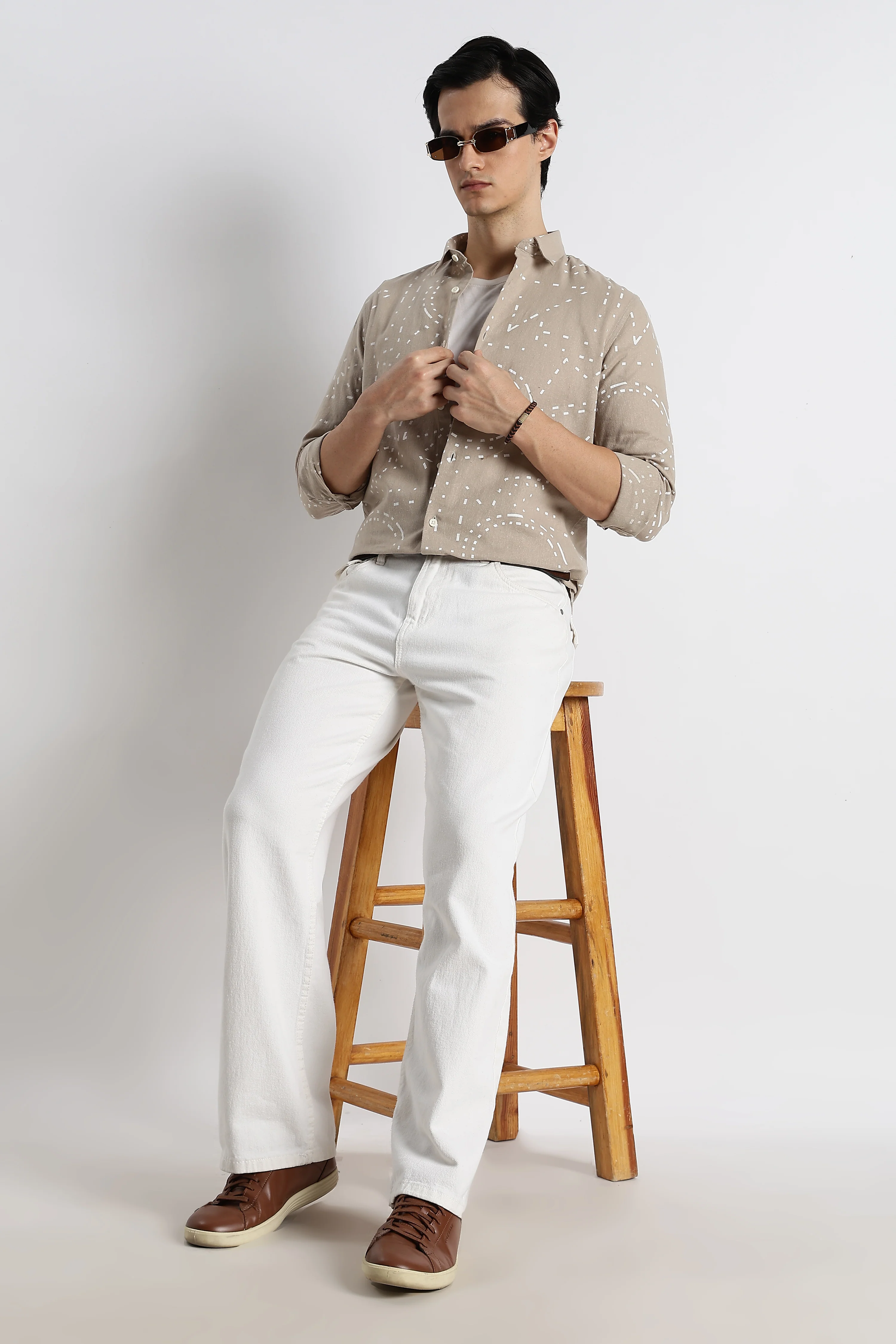 Men Abstract Geo-Print Cotton Shirt - Image 11