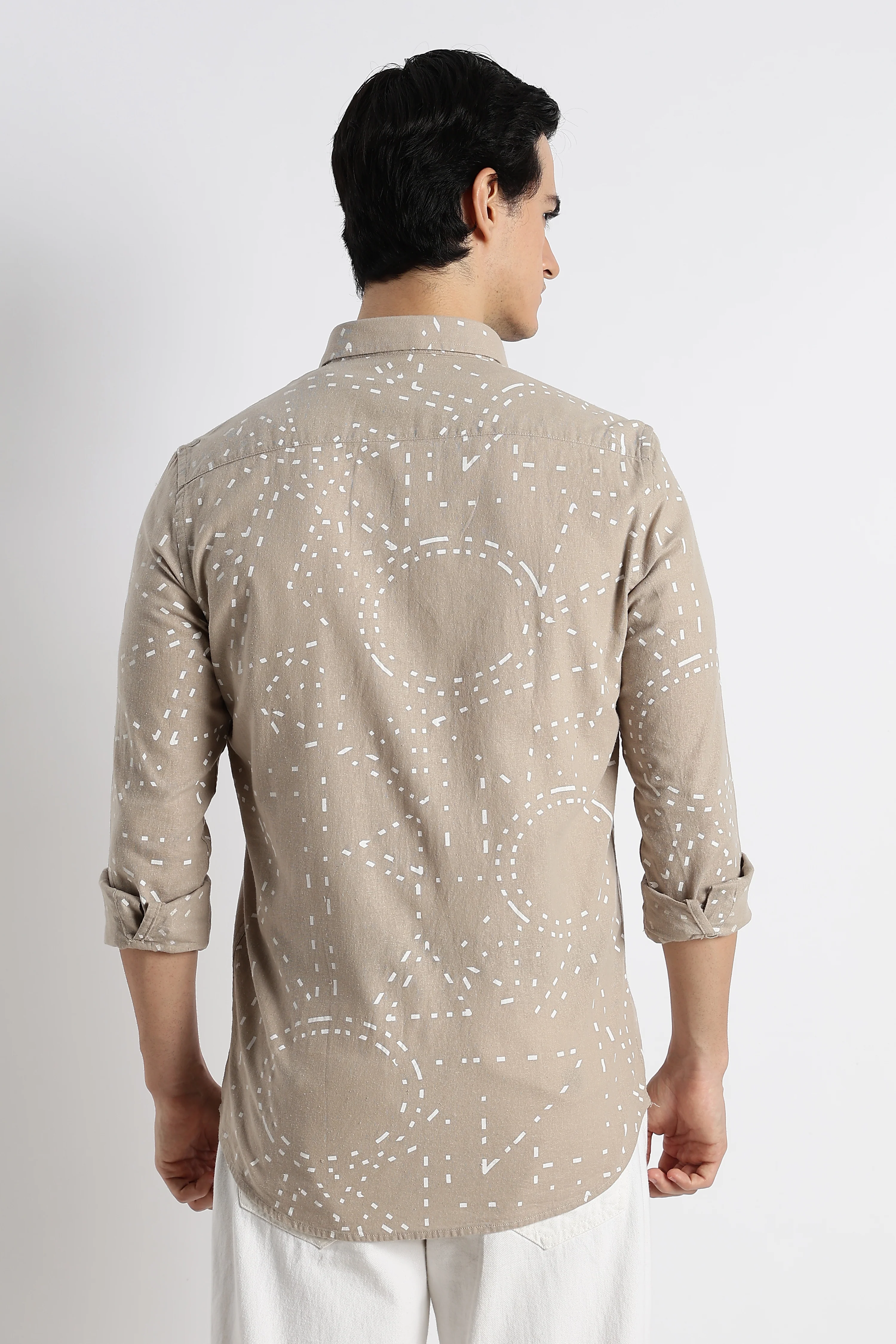 Men Abstract Geo-Print Cotton Shirt - Image 3