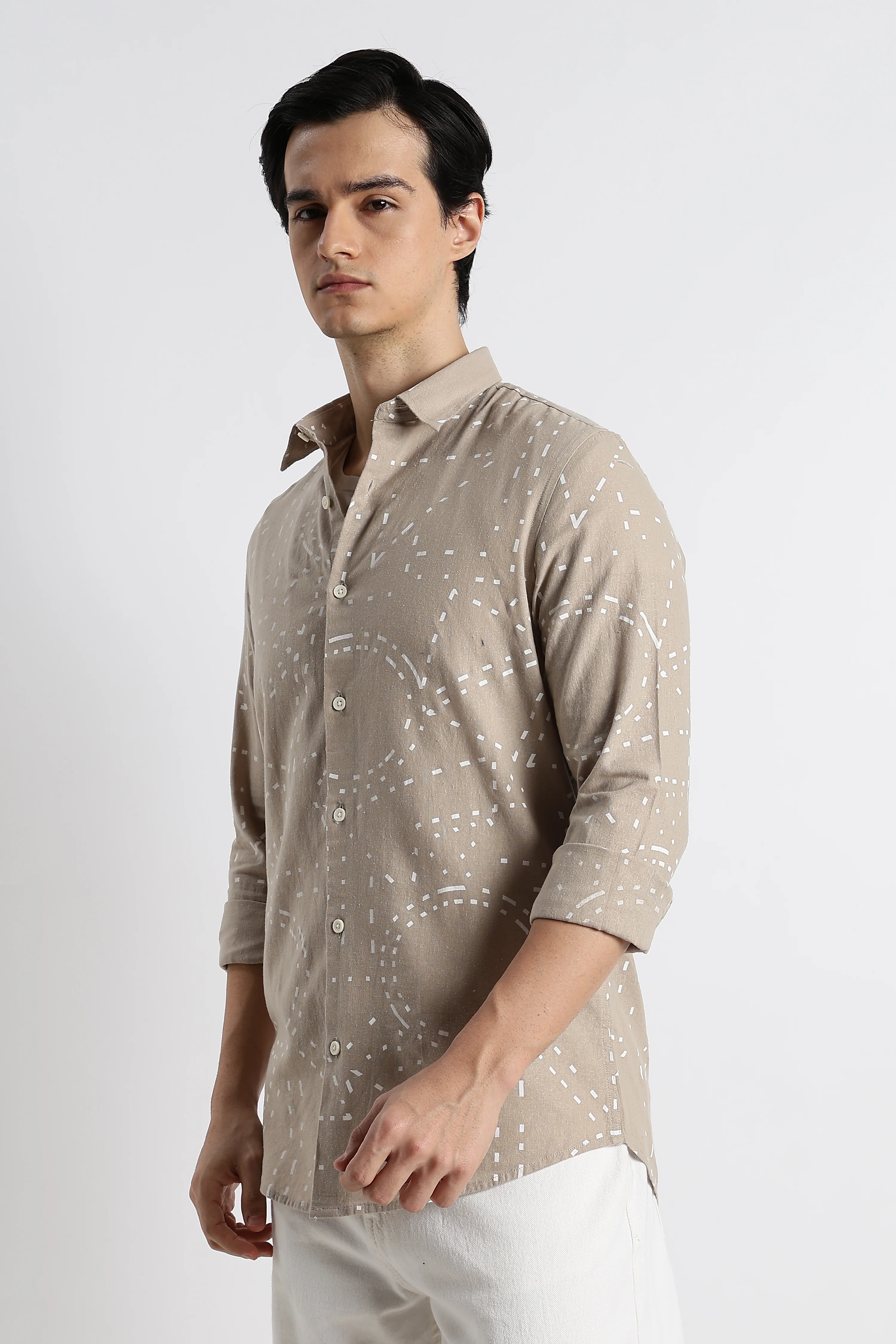 Men Abstract Geo-Print Cotton Shirt - Image 6