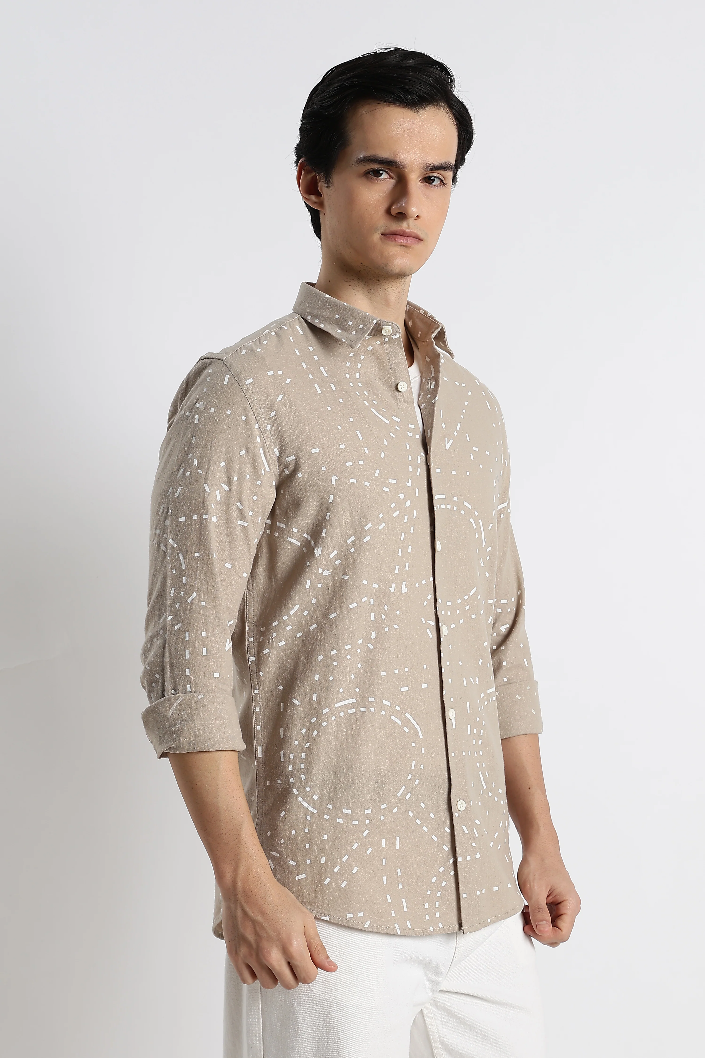 Men Abstract Geo-Print Cotton Shirt - Image 7