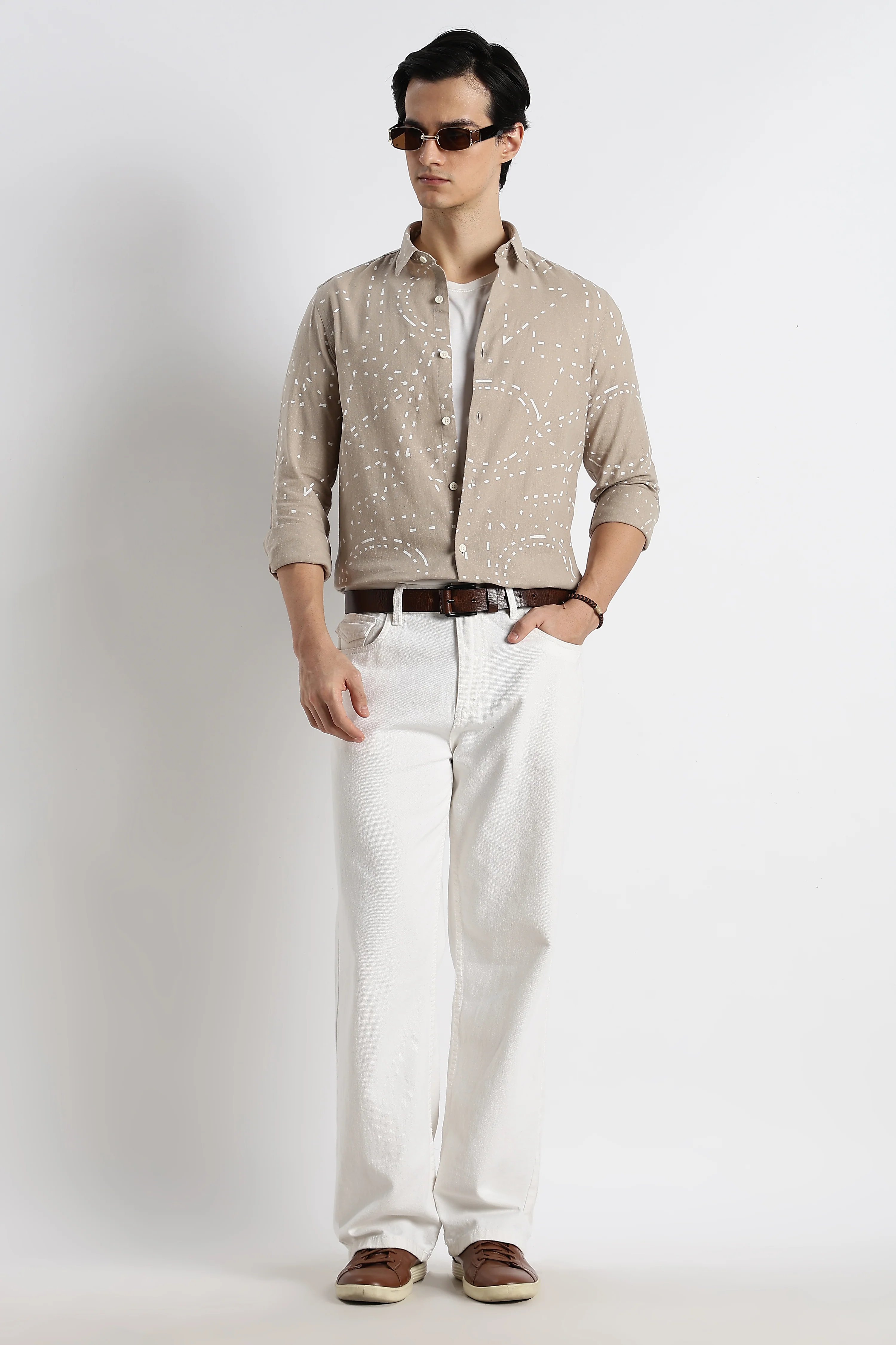 Men Abstract Geo-Print Cotton Shirt - Image 8