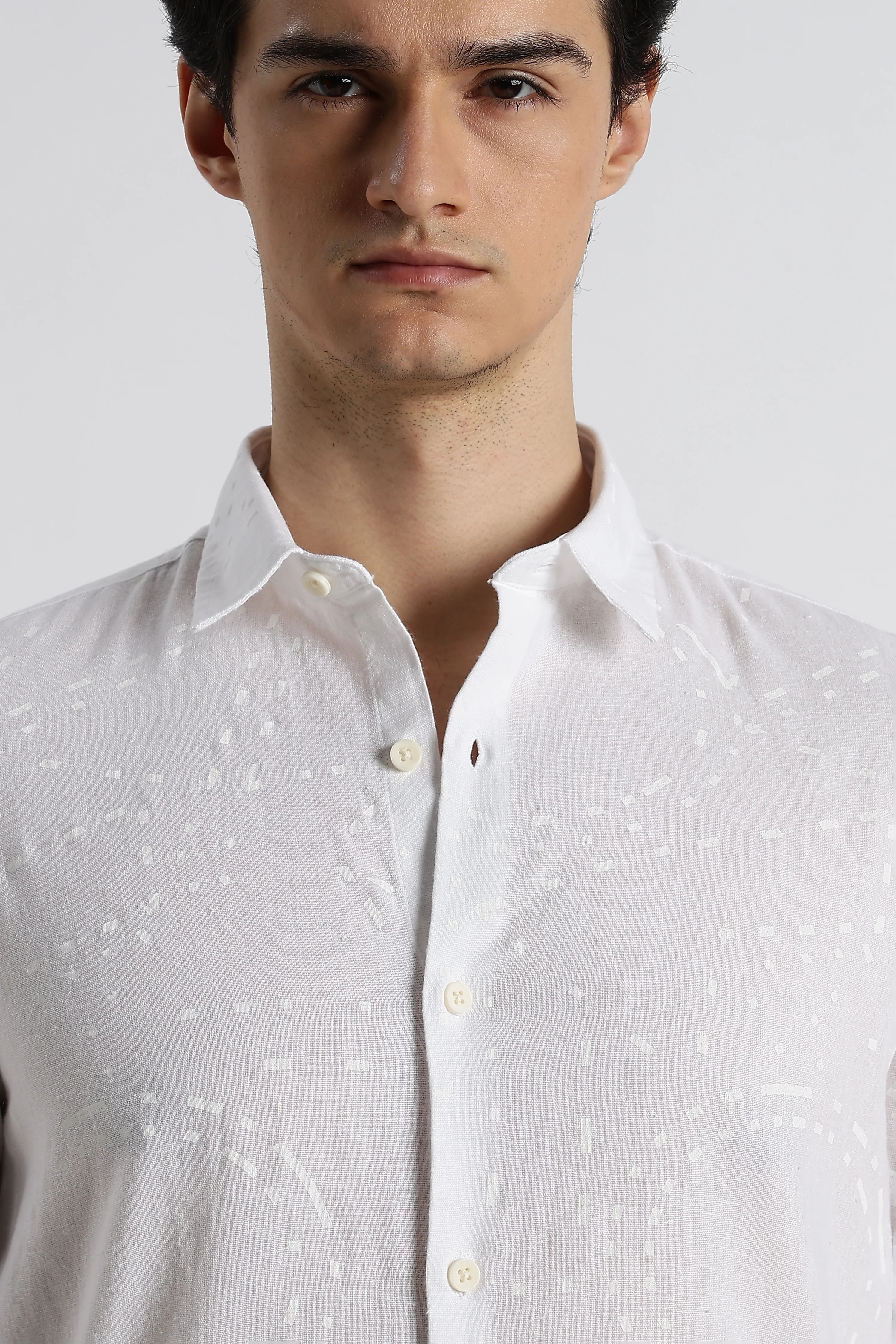 Men Abstract Geo-Print Cotton Shirt - Image 10