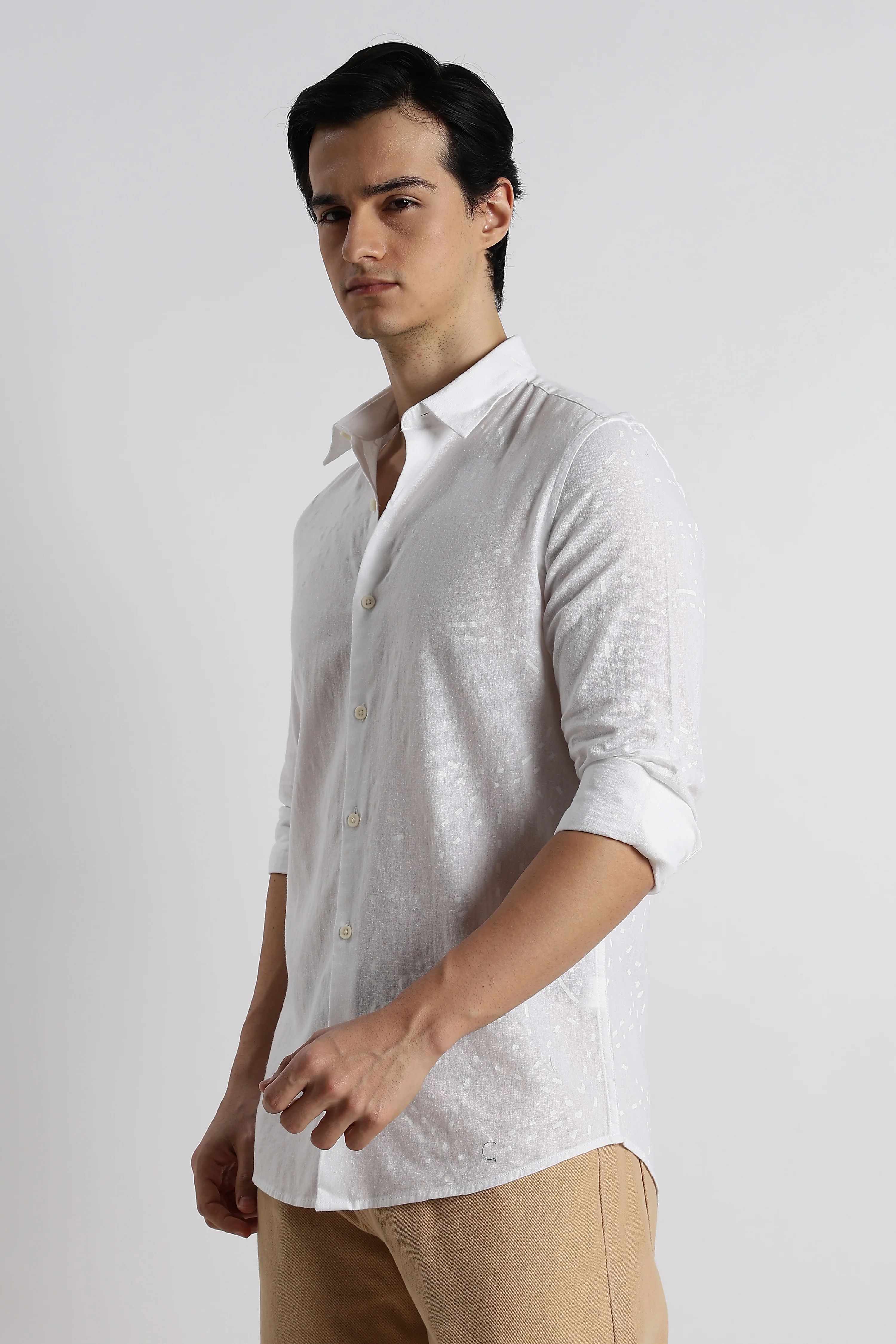 Men Abstract Geo-Print Cotton Shirt - Image 4