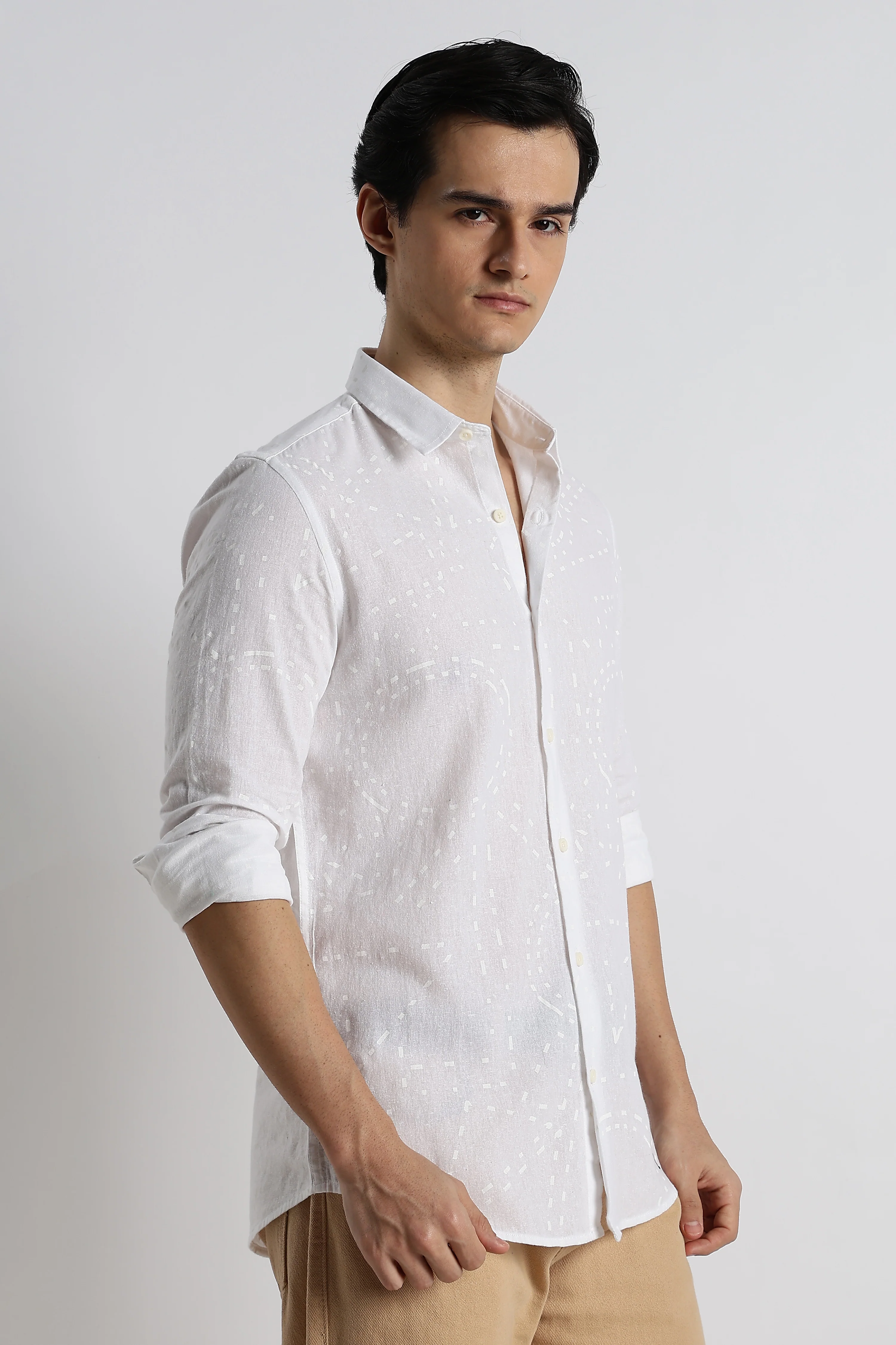 Men Abstract Geo-Print Cotton Shirt - Image 5