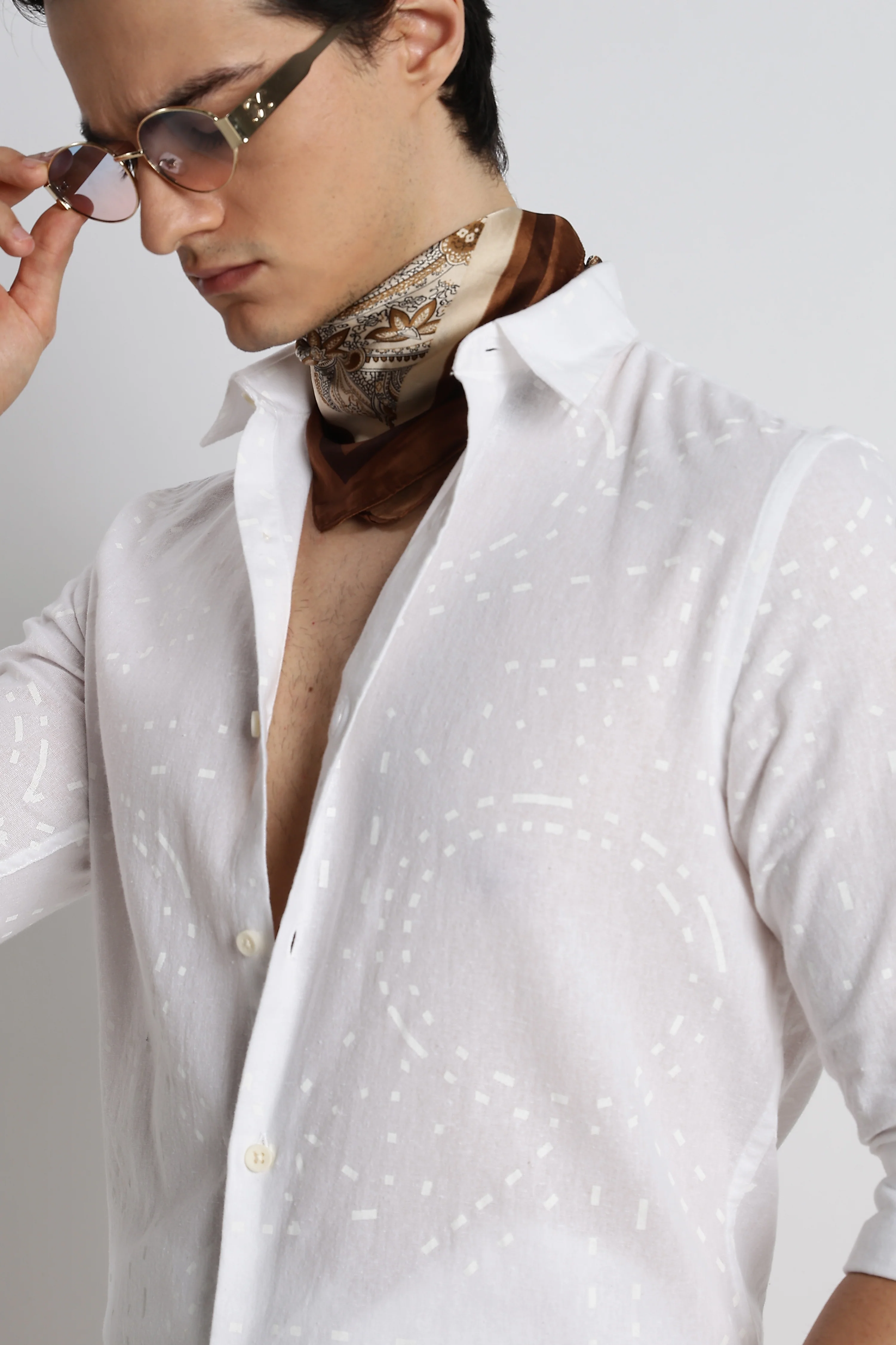 Men Abstract Geo-Print Cotton Shirt - Image 6