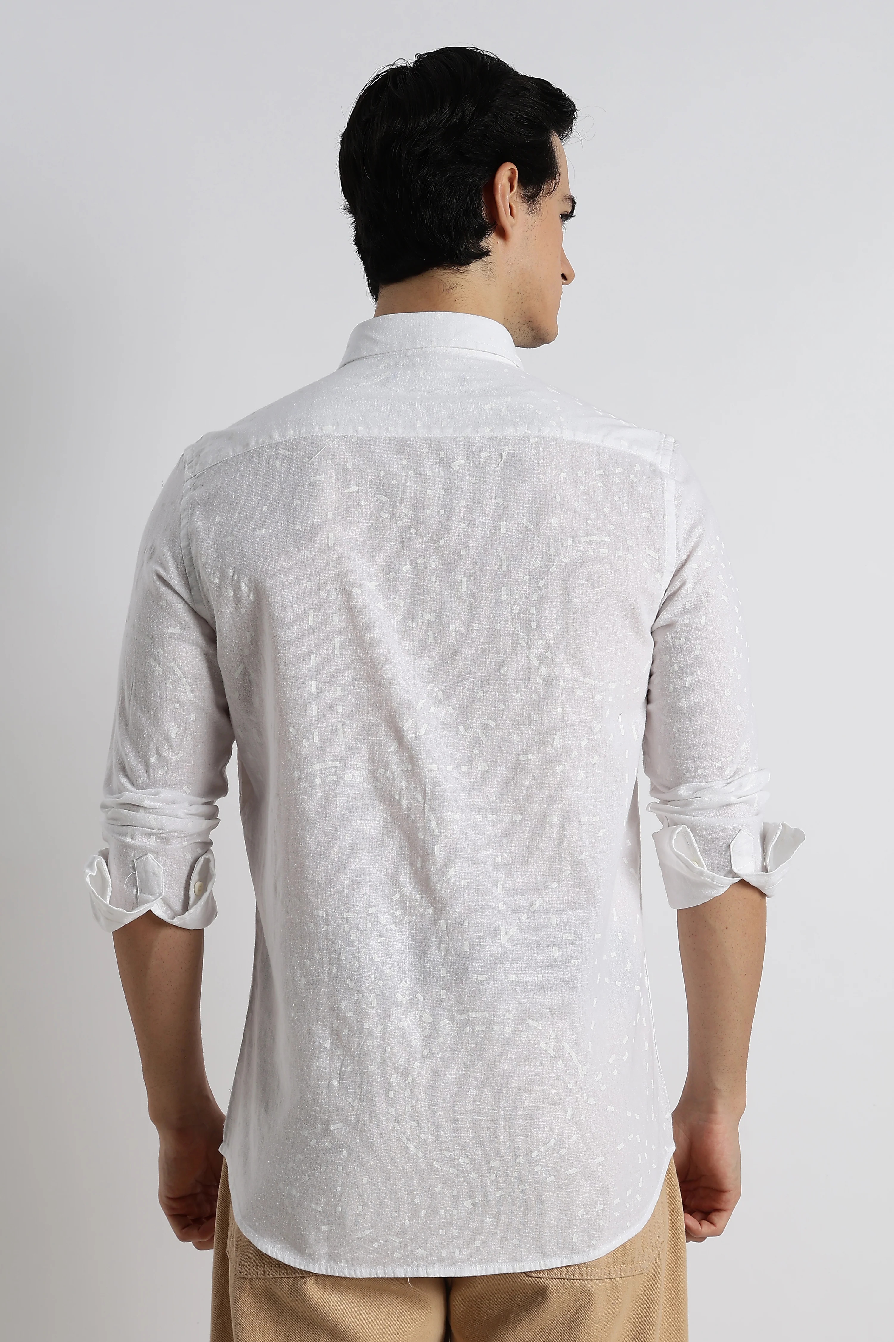 Men Abstract Geo-Print Cotton Shirt - Image 9