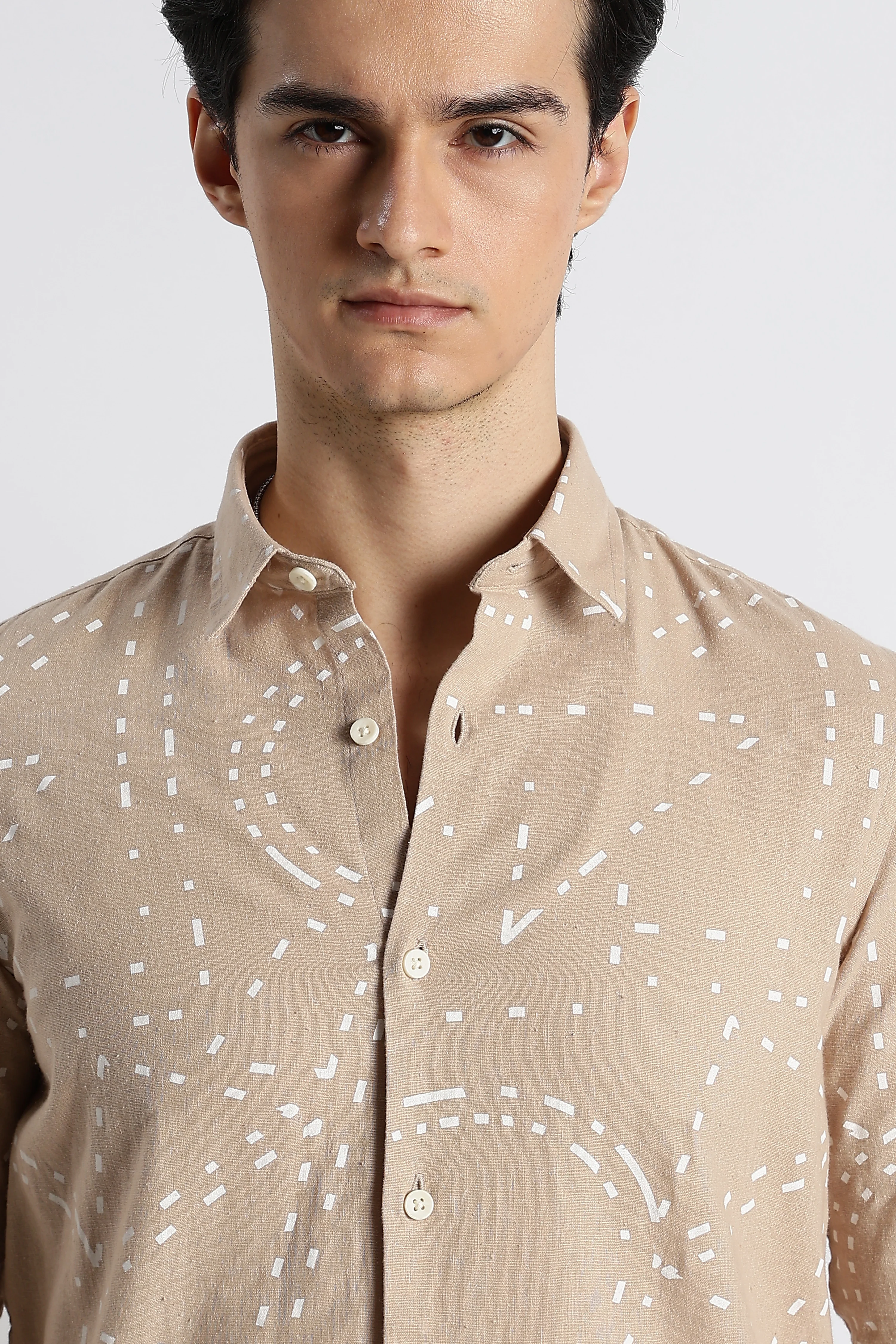 Men Abstract Geo-Print Cotton Shirt - Image 11