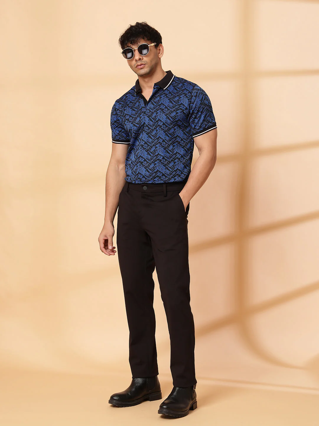 Men Abstract Jacquard Polo T-Shirt - Image 5