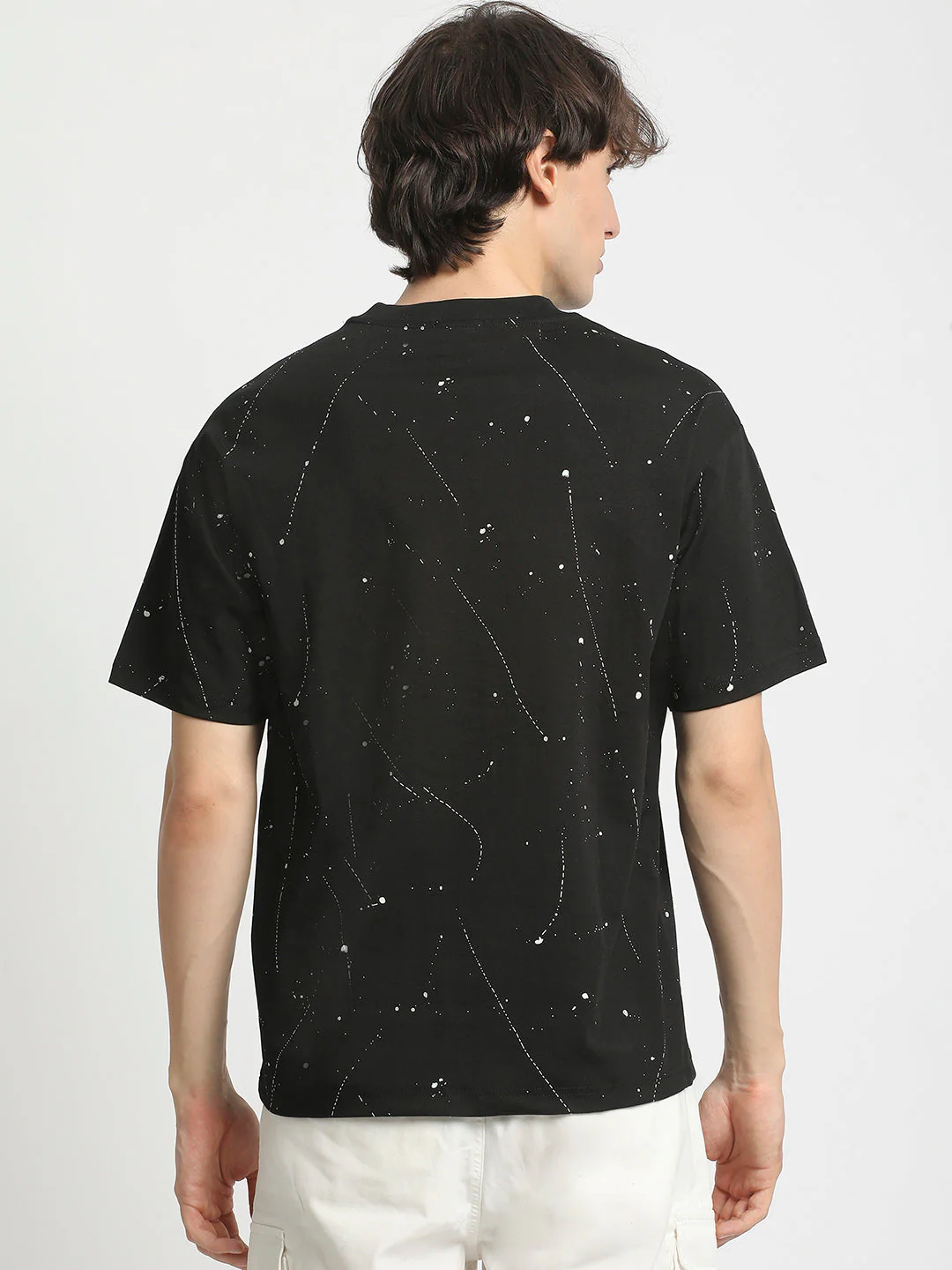 Men  Abstract Paint Splatter Crew Neck T-Shirt - Image 4