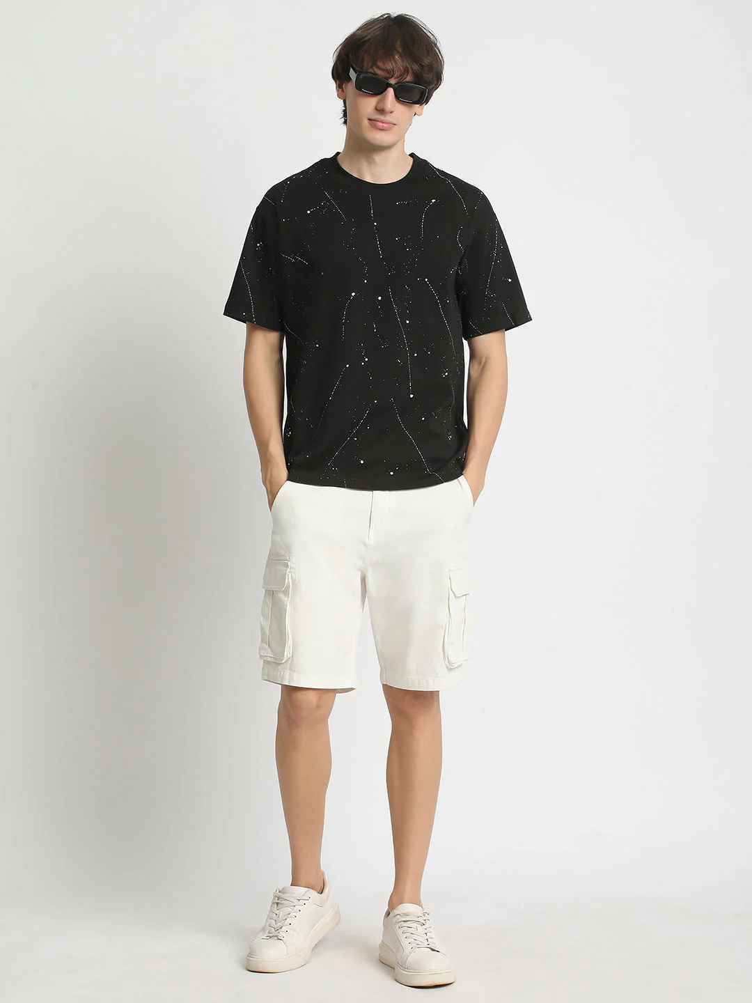Men  Abstract Paint Splatter Crew Neck T-Shirt - Image 5