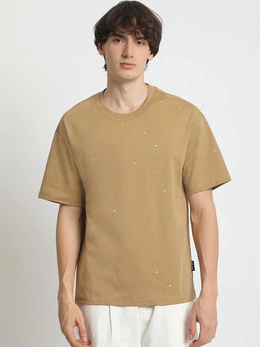 Men  Abstract Paint Splatter Crew Neck T-Shirt - Image 2