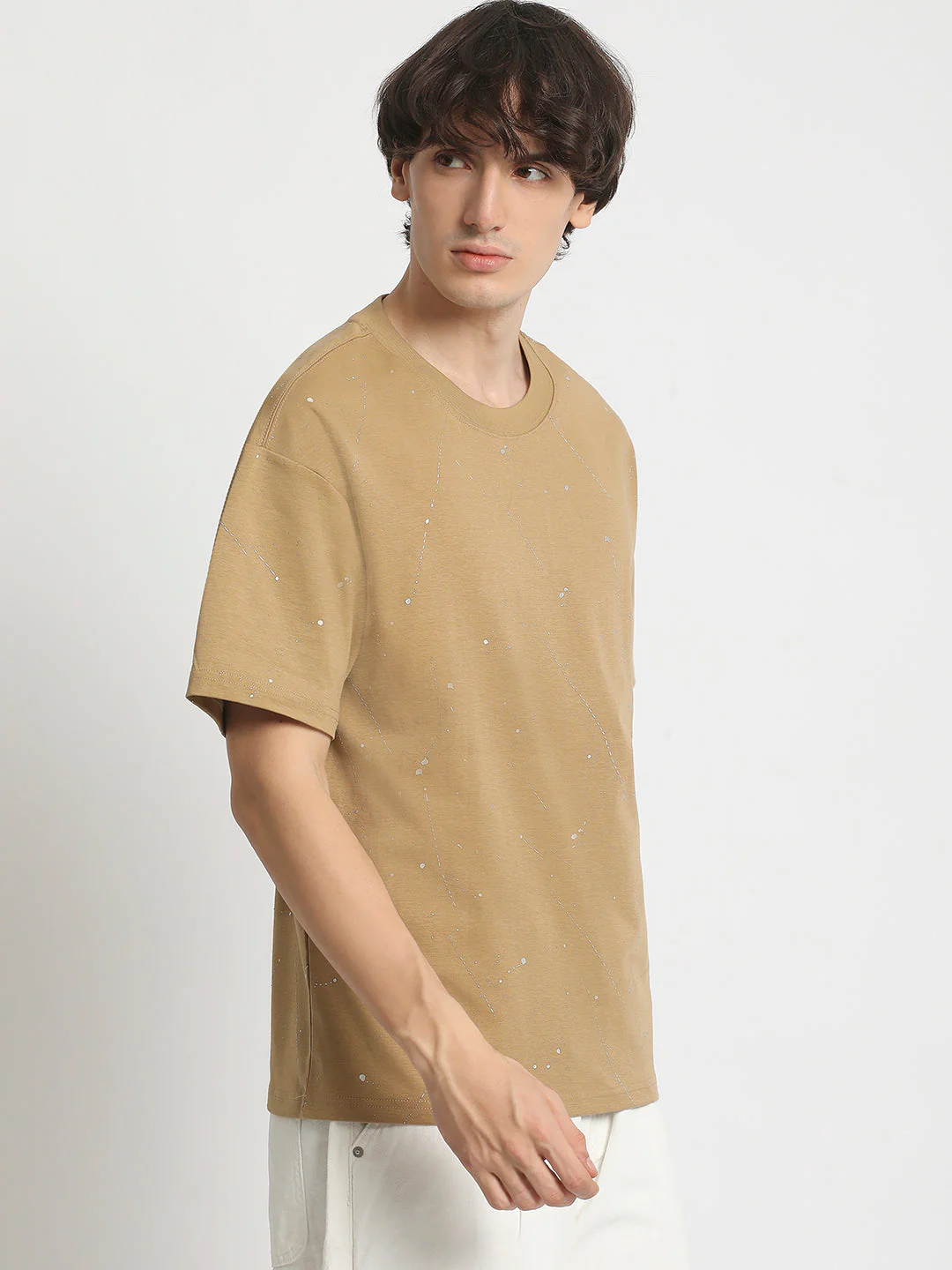 Men  Abstract Paint Splatter Crew Neck T-Shirt - Image 3