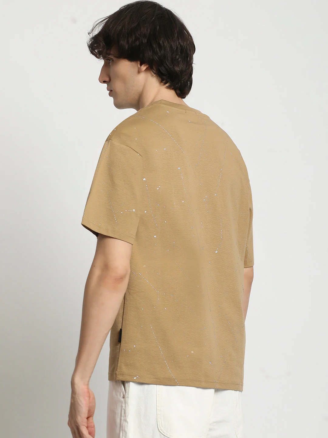 Men  Abstract Paint Splatter Crew Neck T-Shirt - Image 4