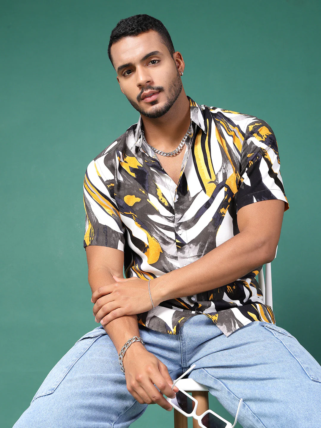 Men Abstract Print Rayon Slim FiT-Shirt - Image 6