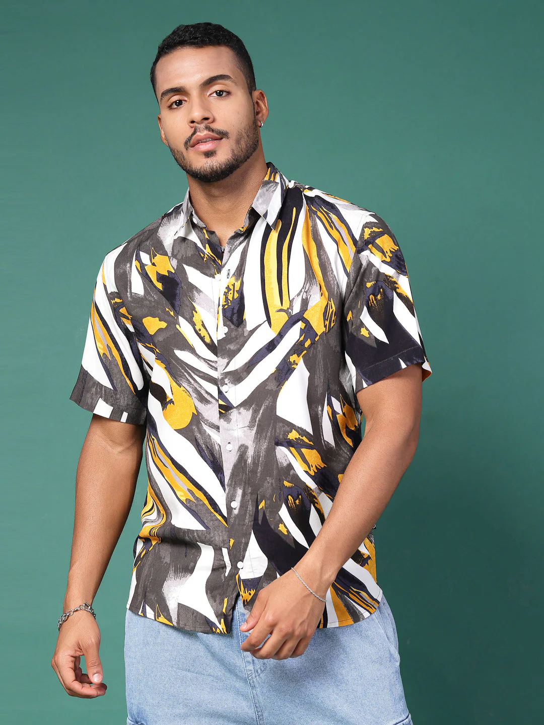 Men Abstract Print Rayon Slim FiT-Shirt - Image 7