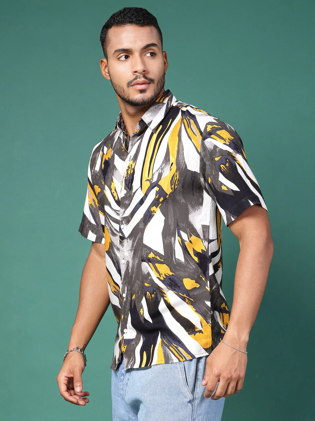 Men Abstract Print Rayon Slim FiT-Shirt - Image 8