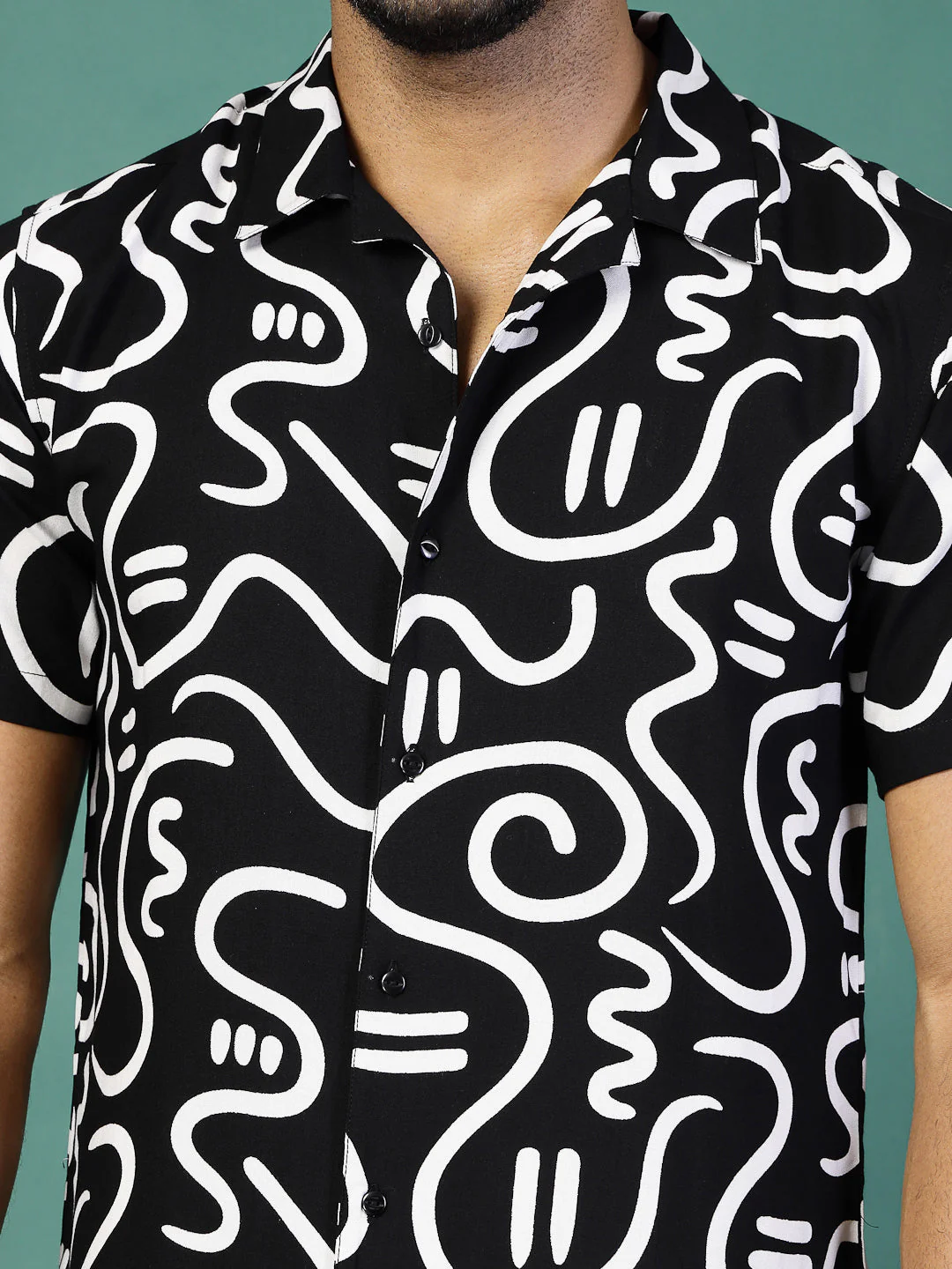 Men Abstract Printed Rayon Co-ords - Image 3