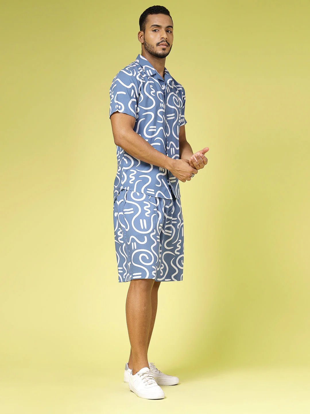 Men Abstract Printed Rayon Co-ords - Image 8