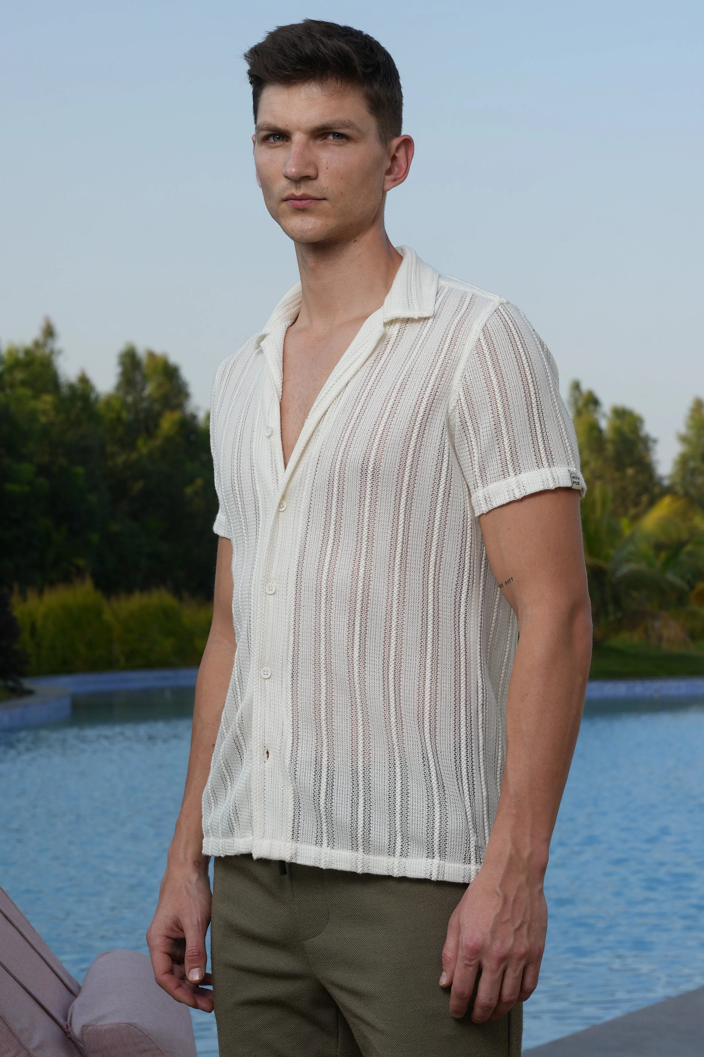 Men Adrian Crotchet Shirt Off White - Image 2
