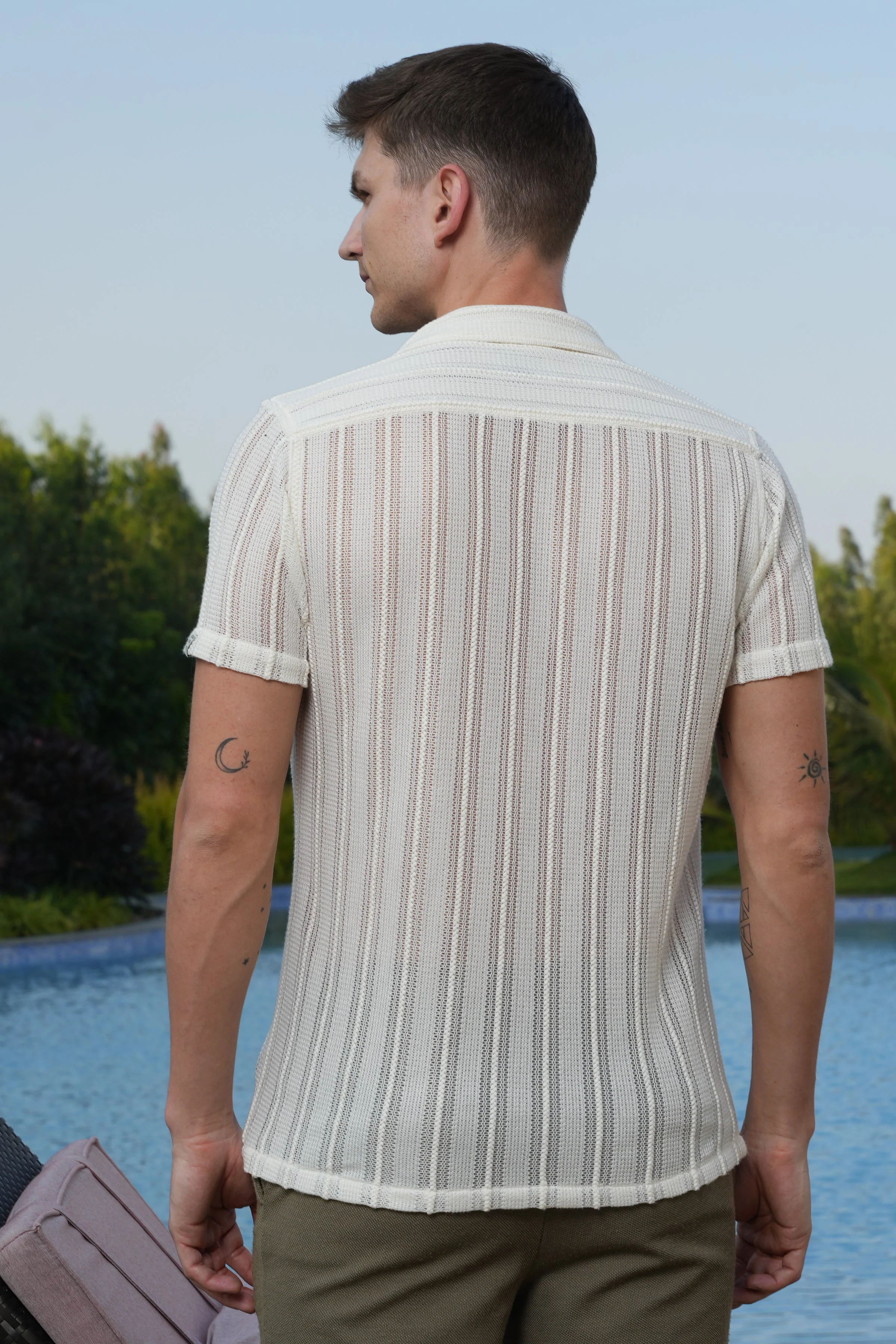 Men Adrian Crotchet Shirt Off White - Image 8