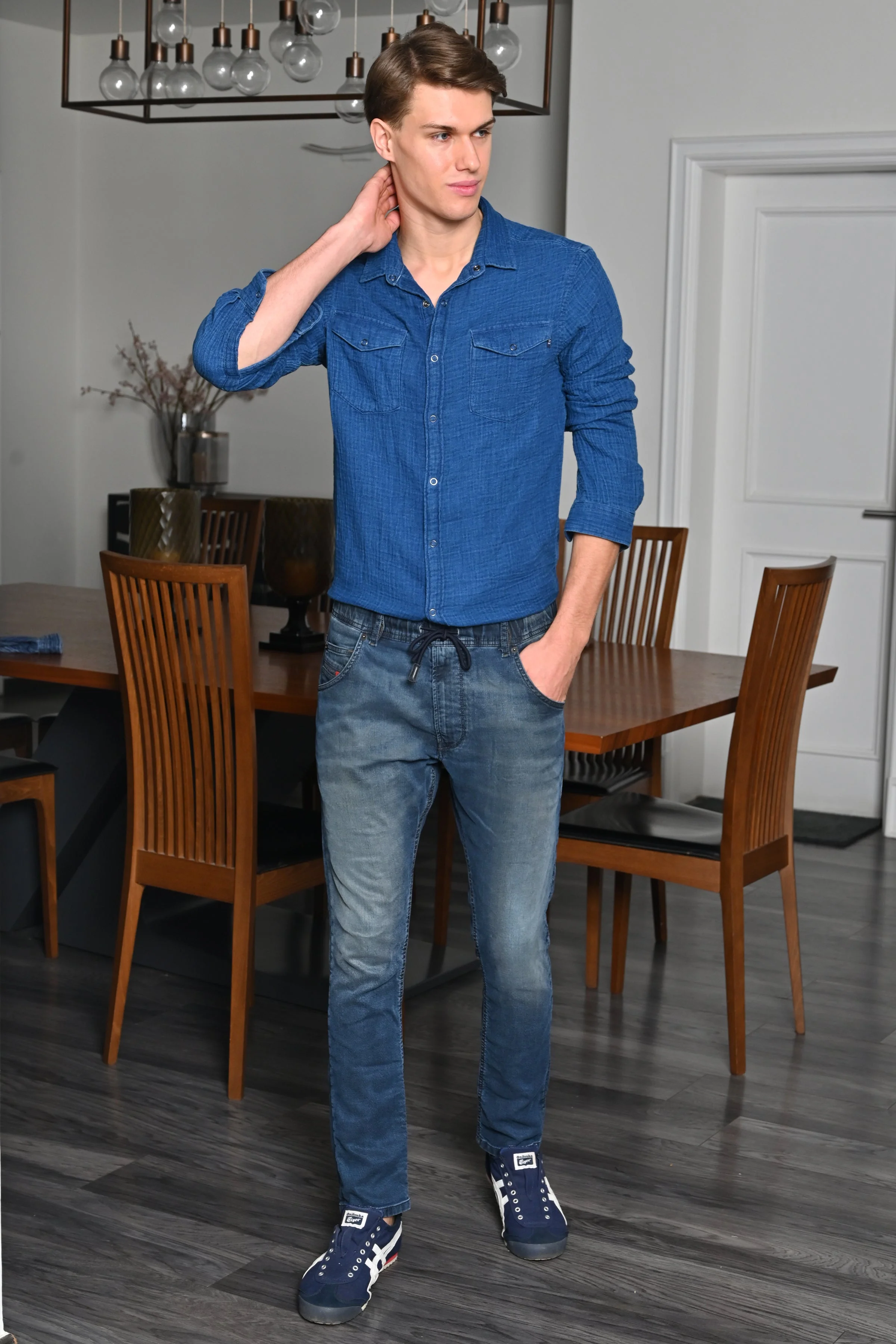 Men Aleena Indigo Double Layered Shirt Blue - Image 4
