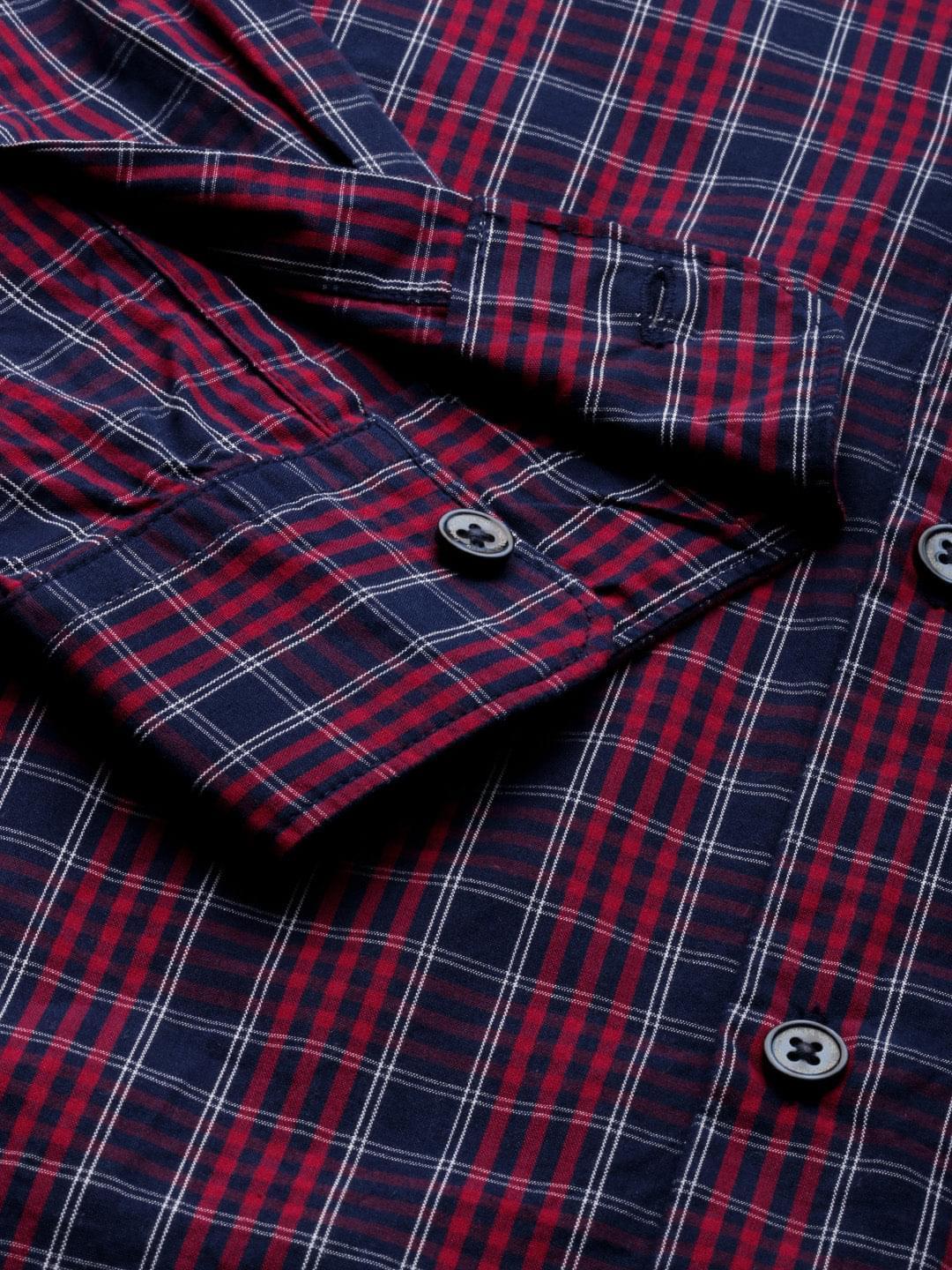 Men Aliston Slim Checks Button-Down Casual Shirt - Image 3