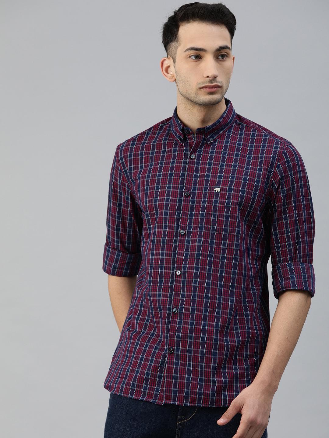 Men Aliston Slim Checks Button-Down Casual Shirt - Image 5