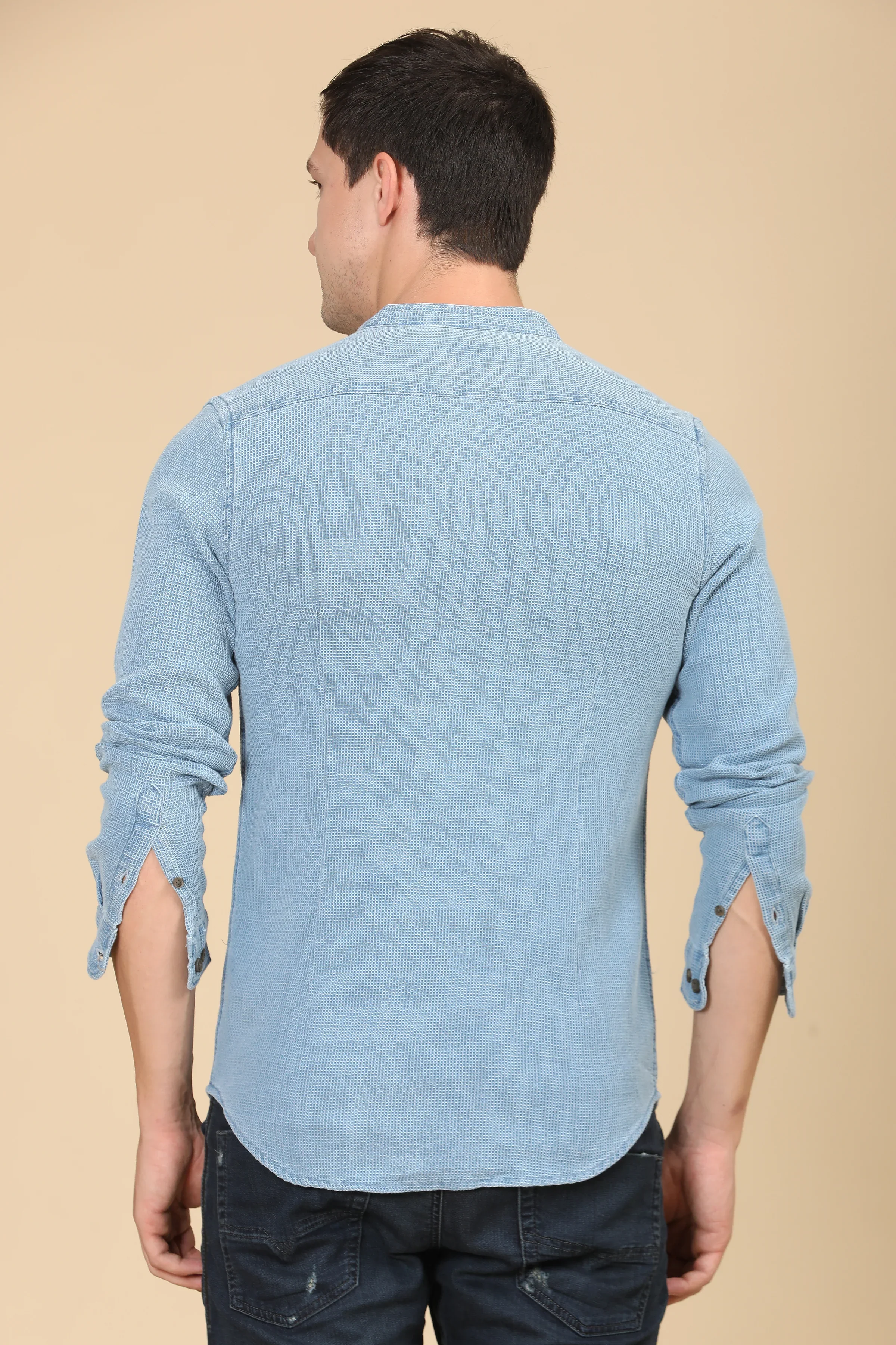 Men Alivia Overdyed Dobby Solid Shirt Navy - Image 2
