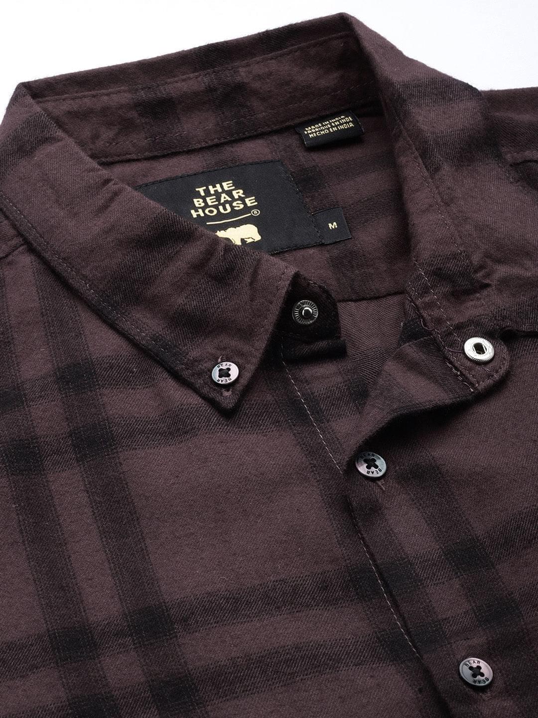 Men Alize Maroon Checked Slim Fit Flannel Cotton Casual Shirt - Image 3