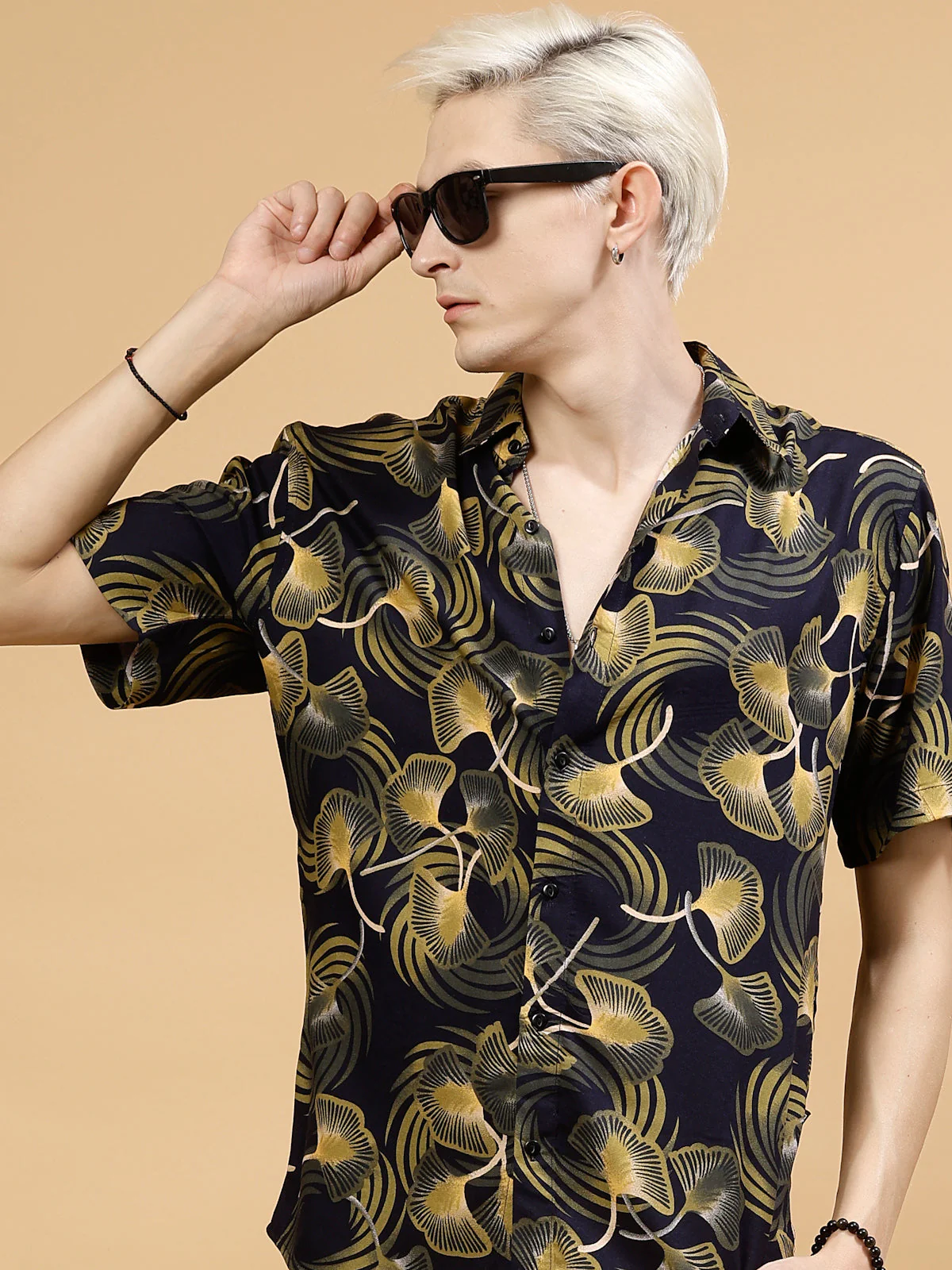 Men All Over Botanical Print Rayon Shirt - Image 6