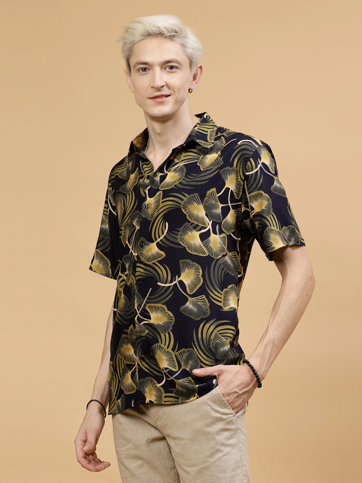 Men All Over Botanical Print Rayon Shirt - Image 7