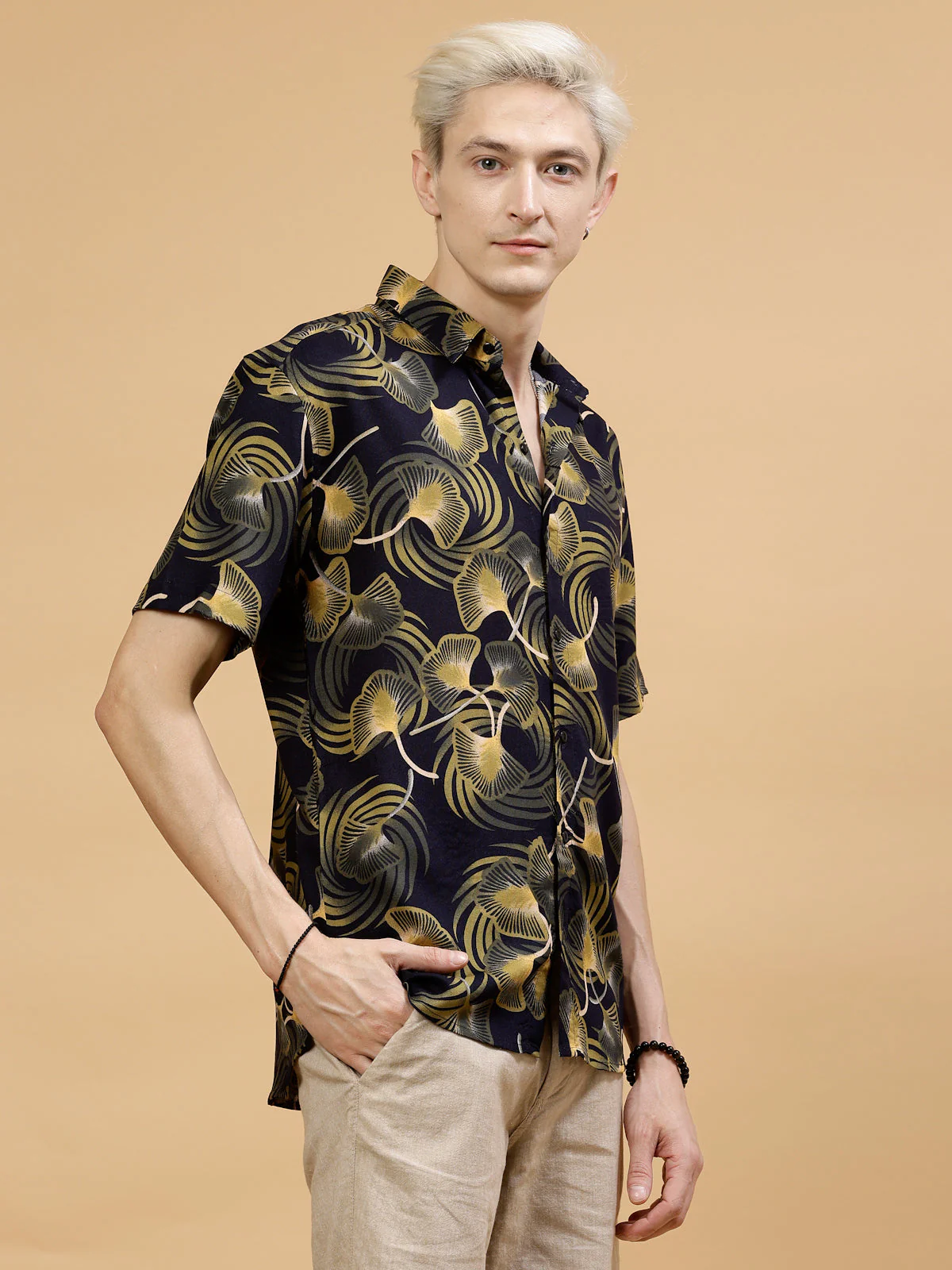 Men All Over Botanical Print Rayon Shirt - Image 8