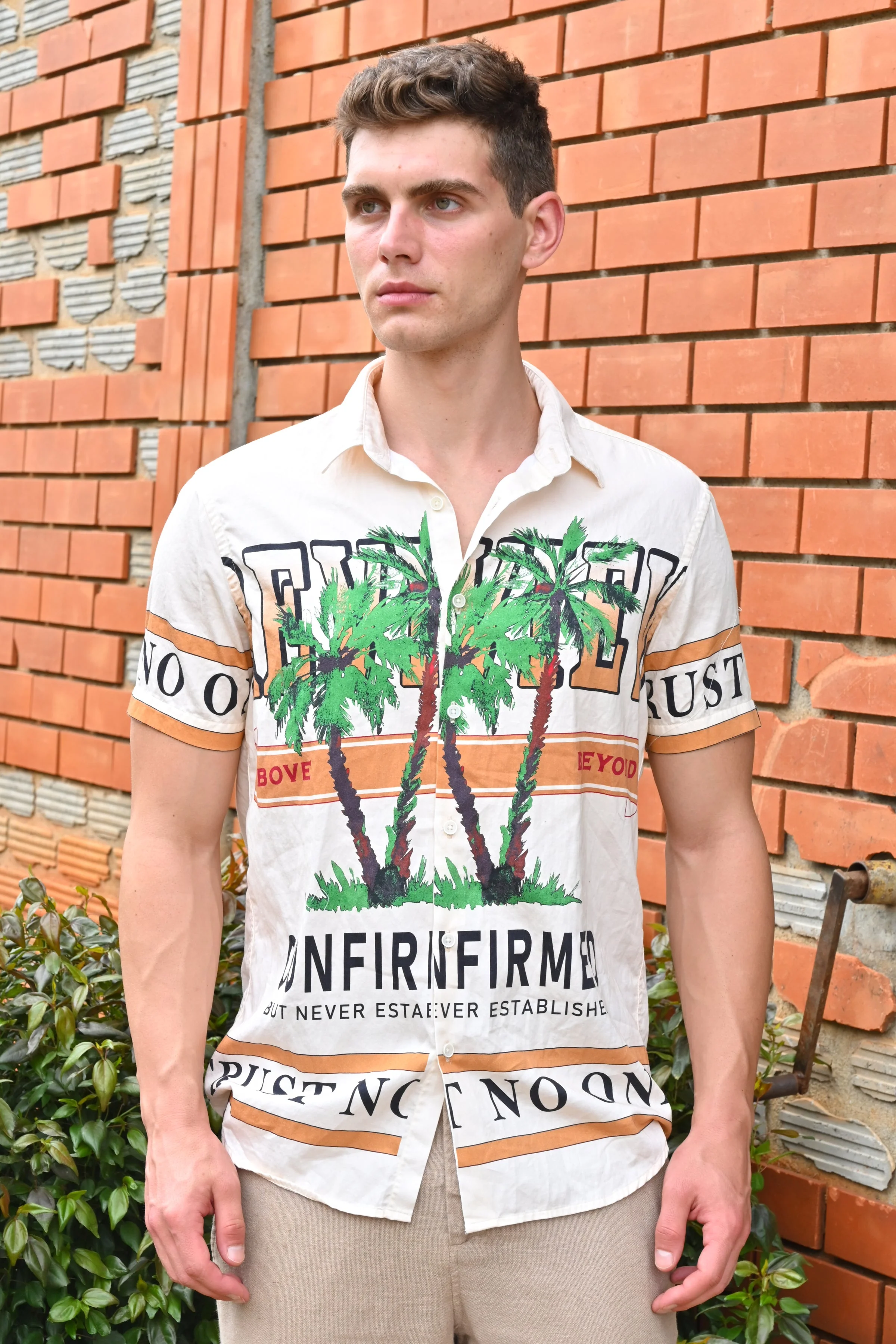 Men Alpha Printed Shirt Cream Style - Image 5