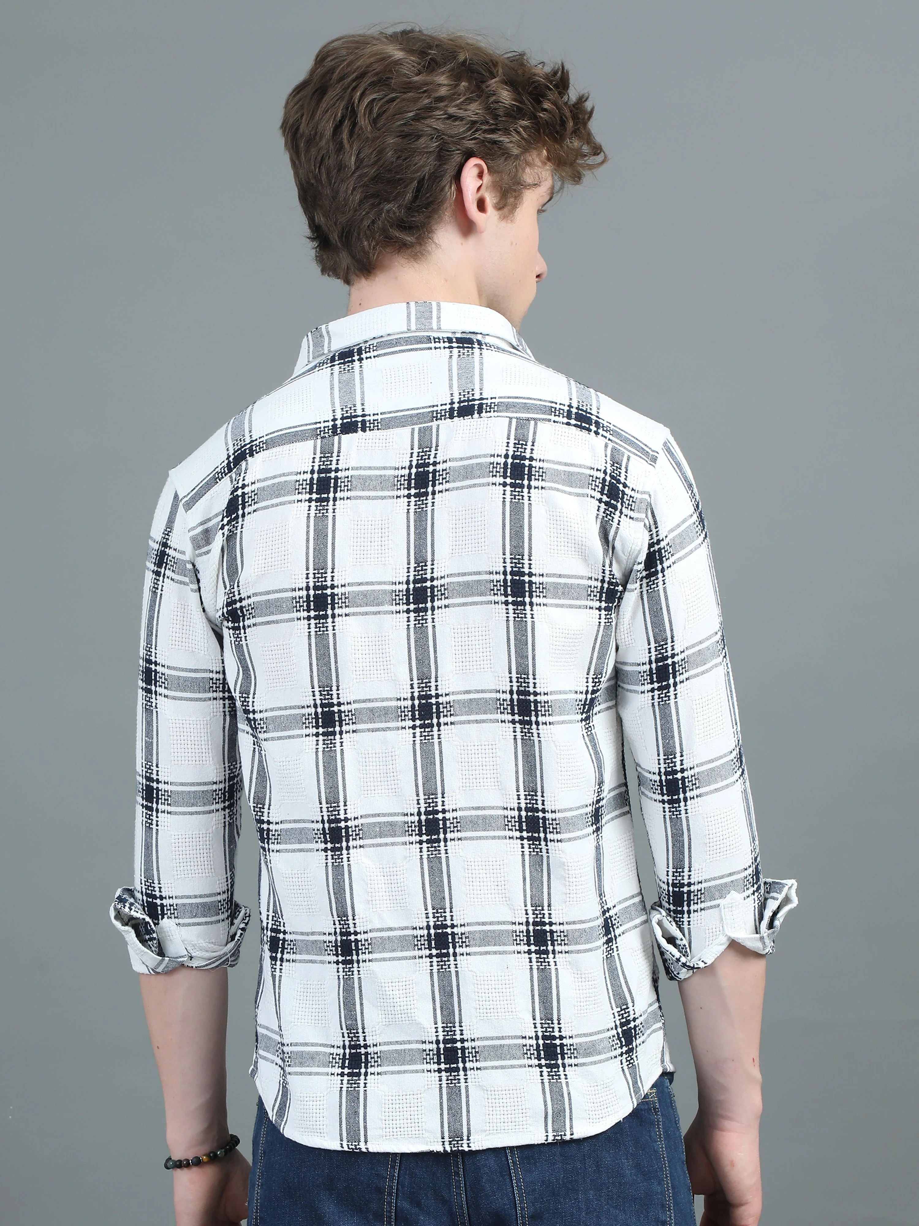 Men Alvin White Checks Shirt - Image 2