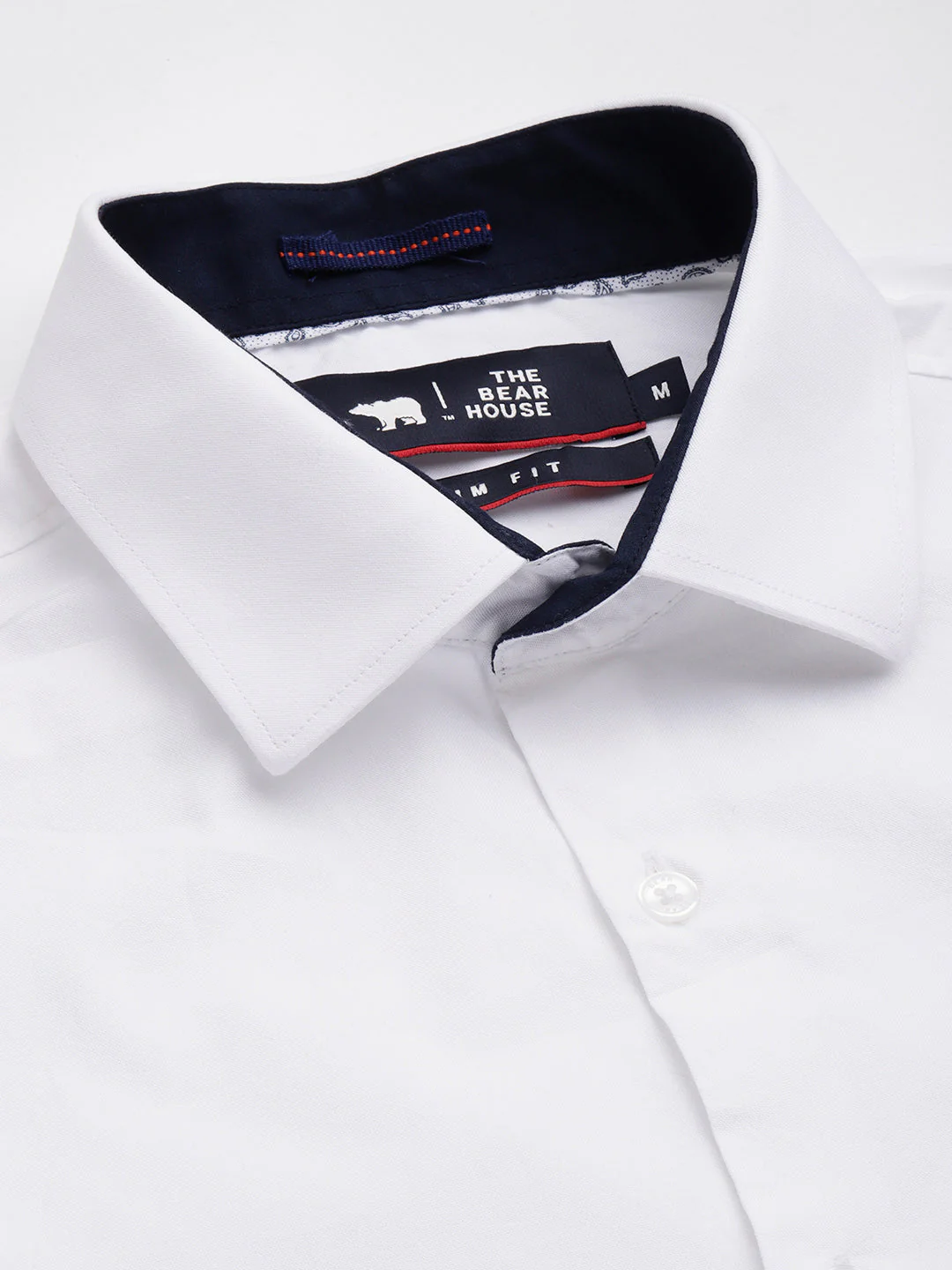 Men Amigo White Solid Tailored Fit Cotton Formal Shirt - Image 2