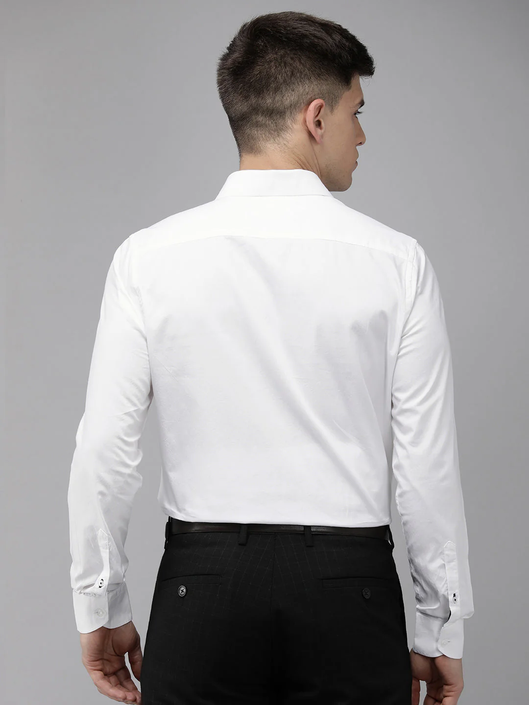 Men Amigo White Solid Tailored Fit Cotton Formal Shirt - Image 6