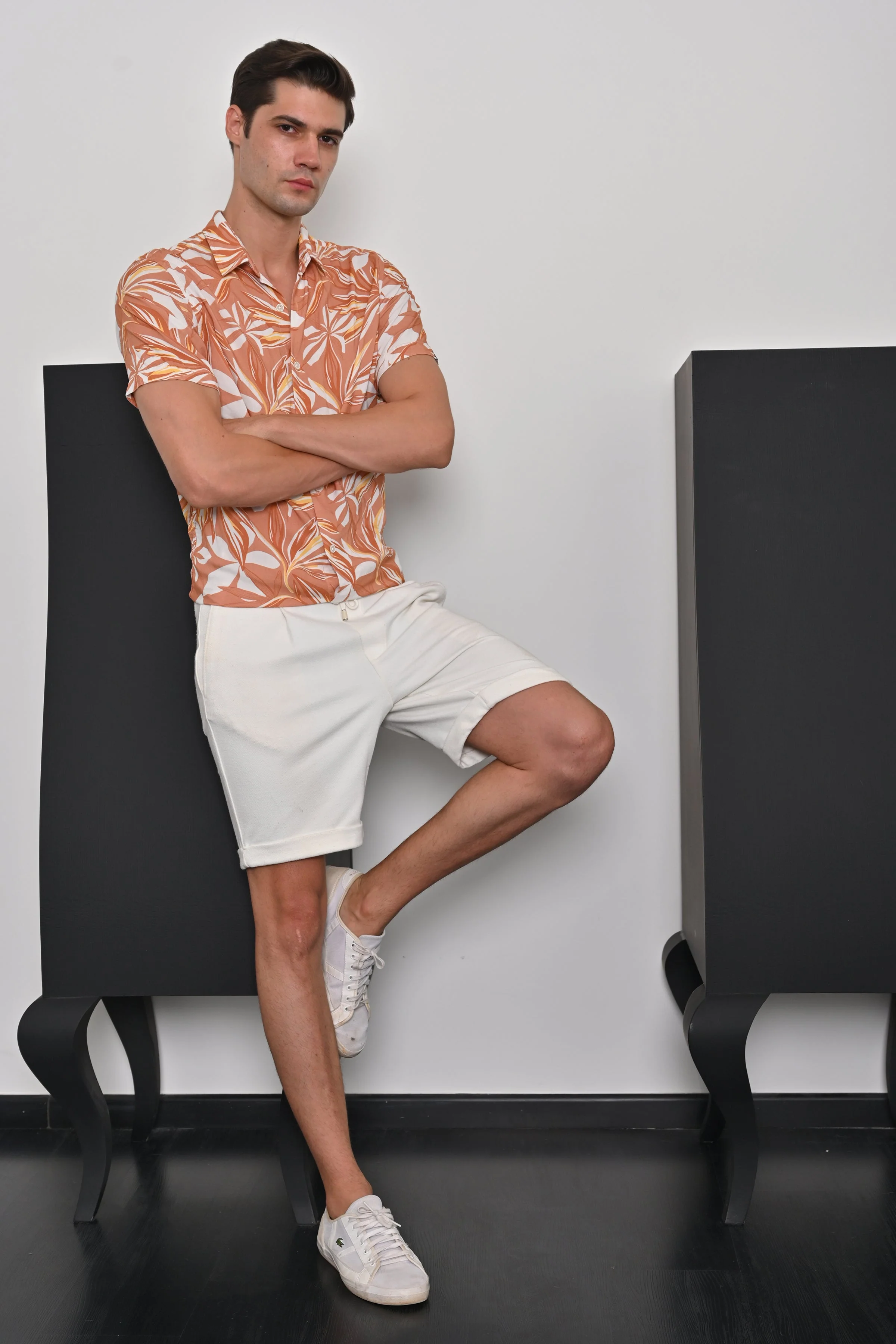 Men Anah Viscose Printed Shirt Orange - Image 2