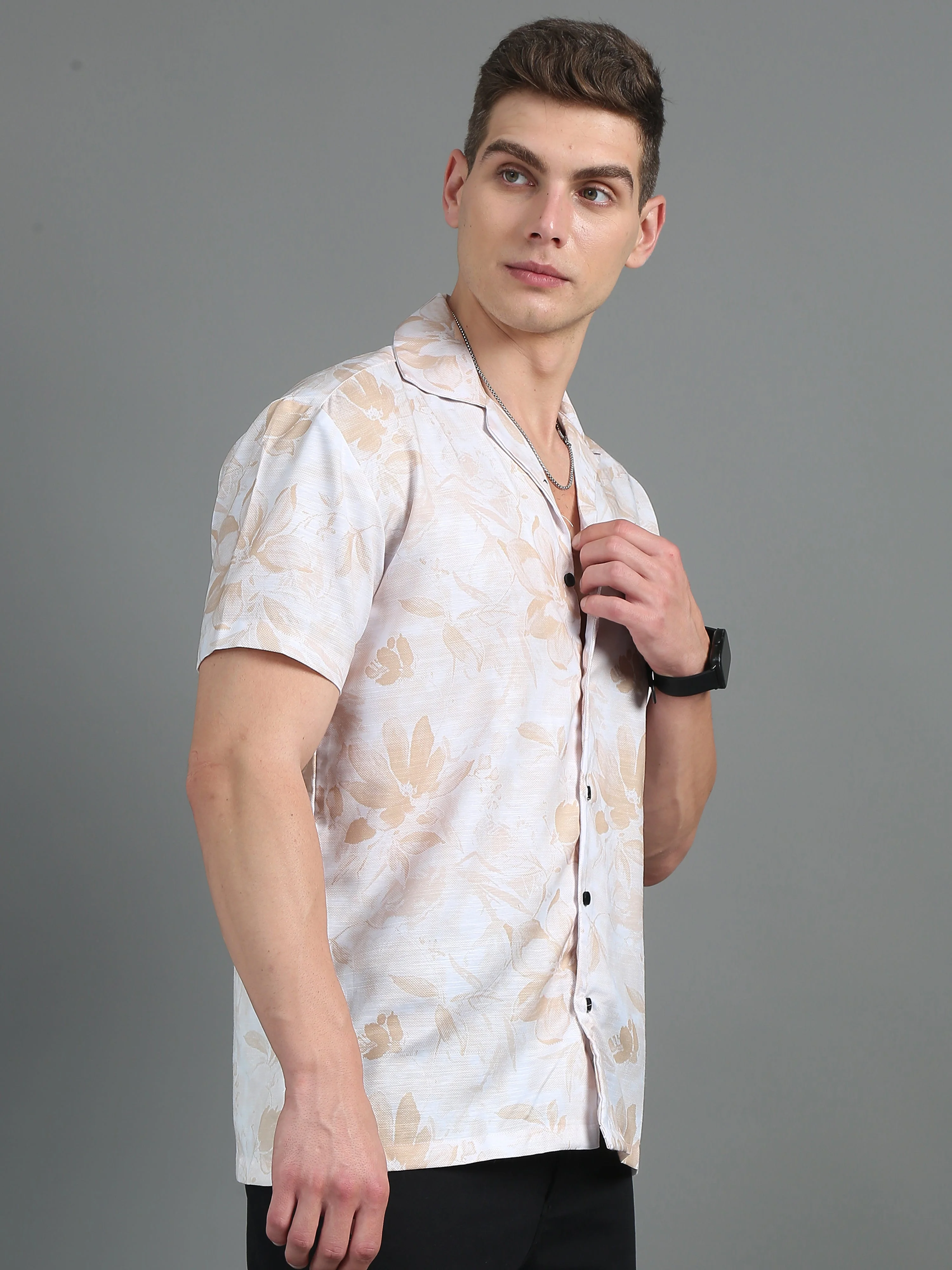 Men Anemone Cream Floral Shirt - Image 4