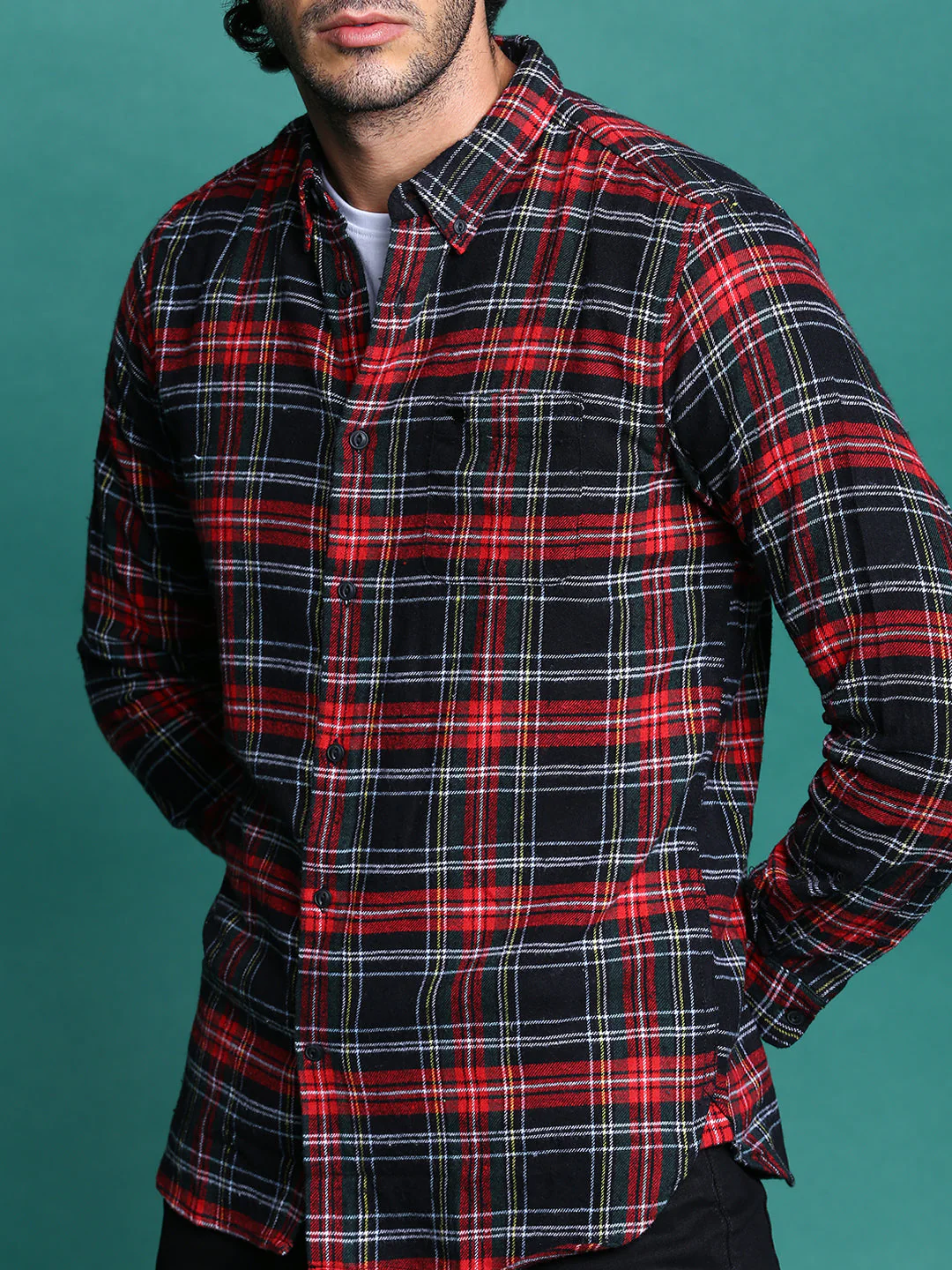 Men Anglo: 's Black & Red Checks Slim Fit Shirt | The Bear House - Image 2