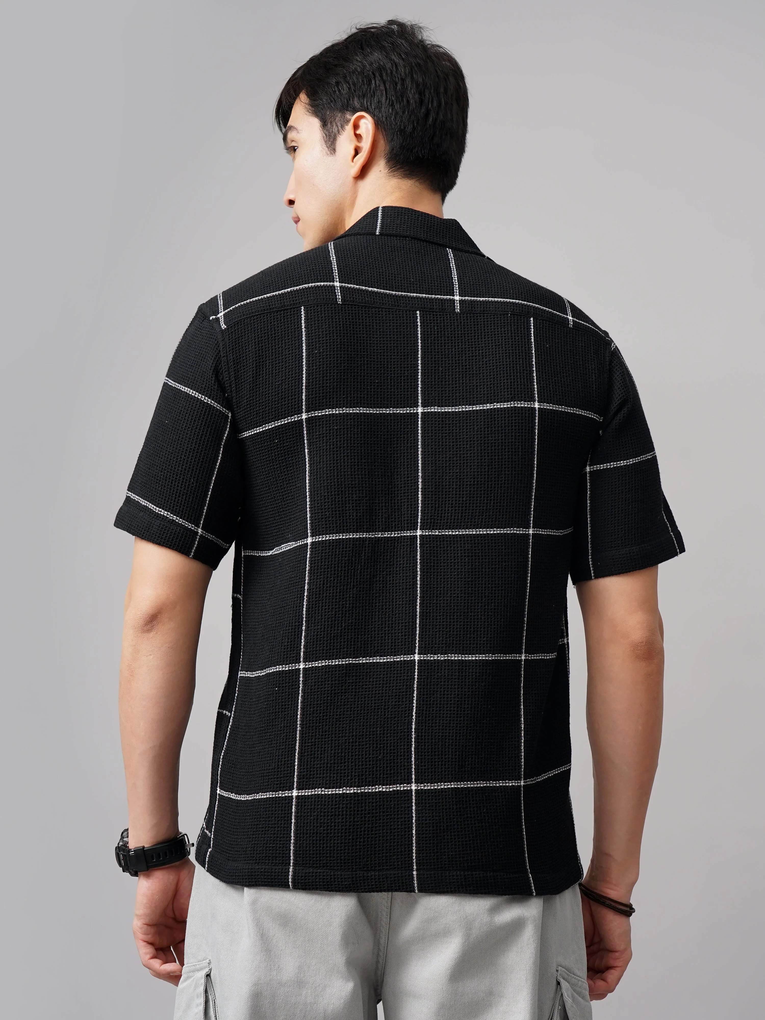Men Apex Checks Black Shirt - Image 2