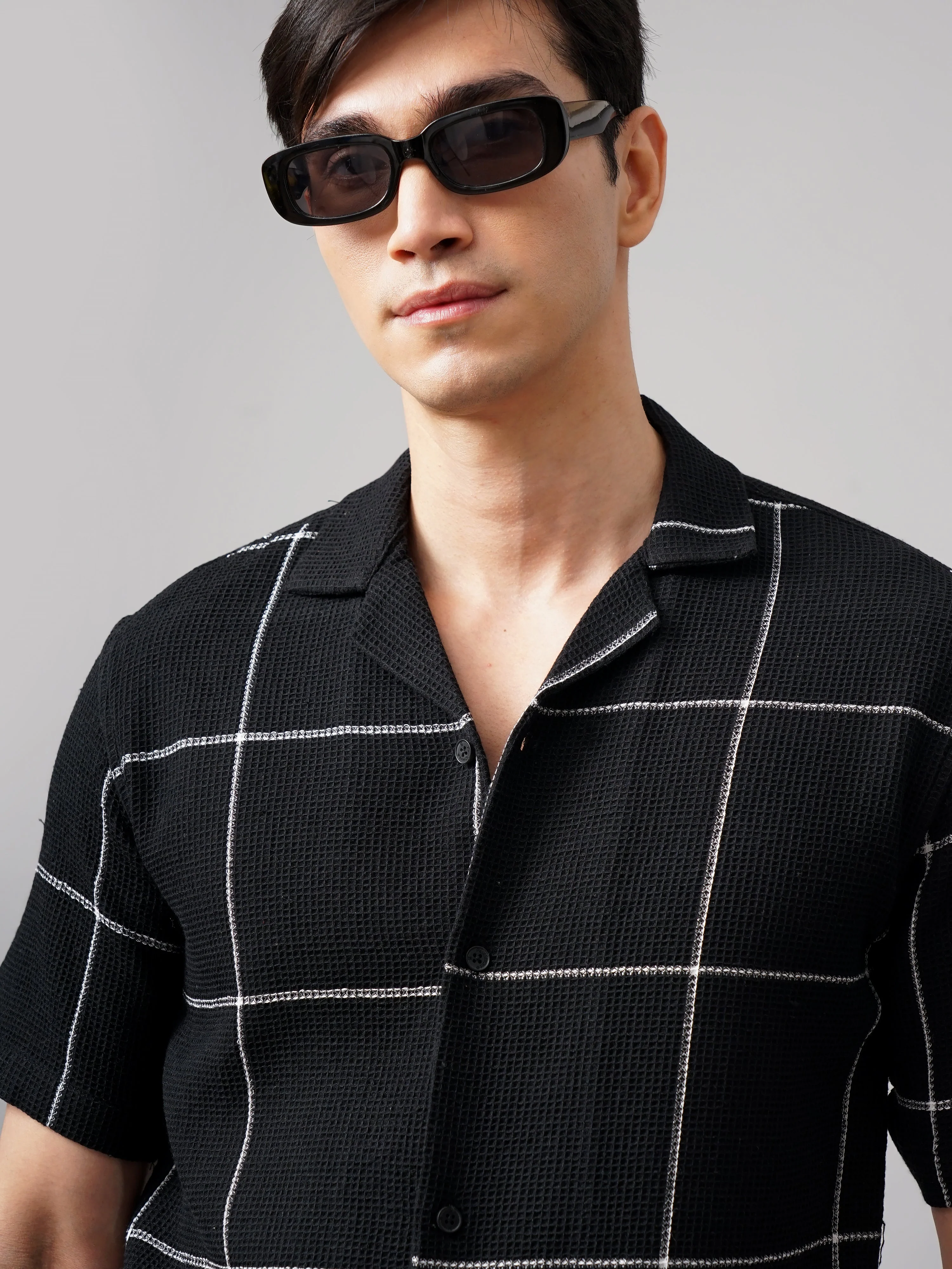 Men Apex Checks Black Shirt - Image 4
