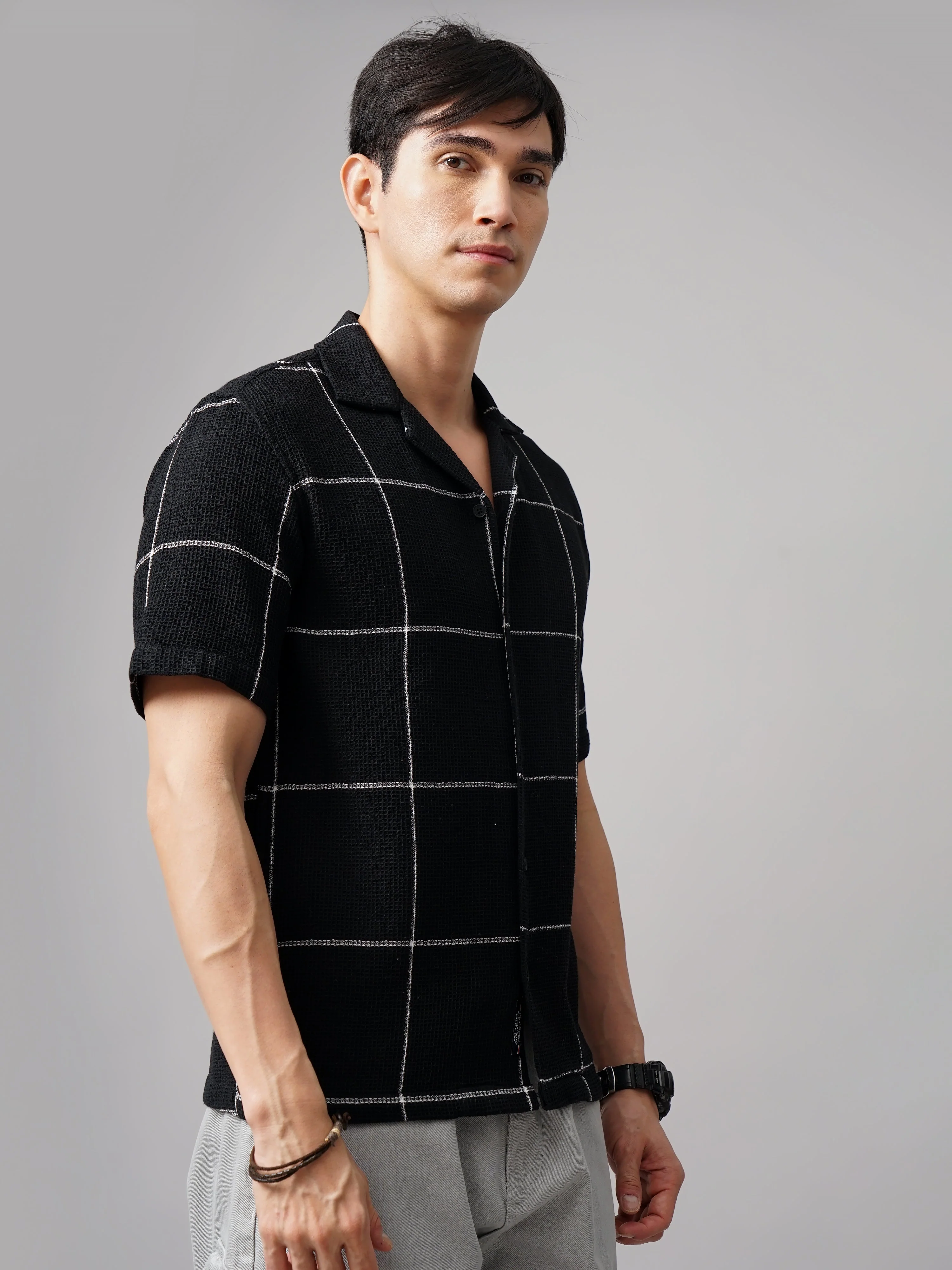 Men Apex Checks Black Shirt - Image 5