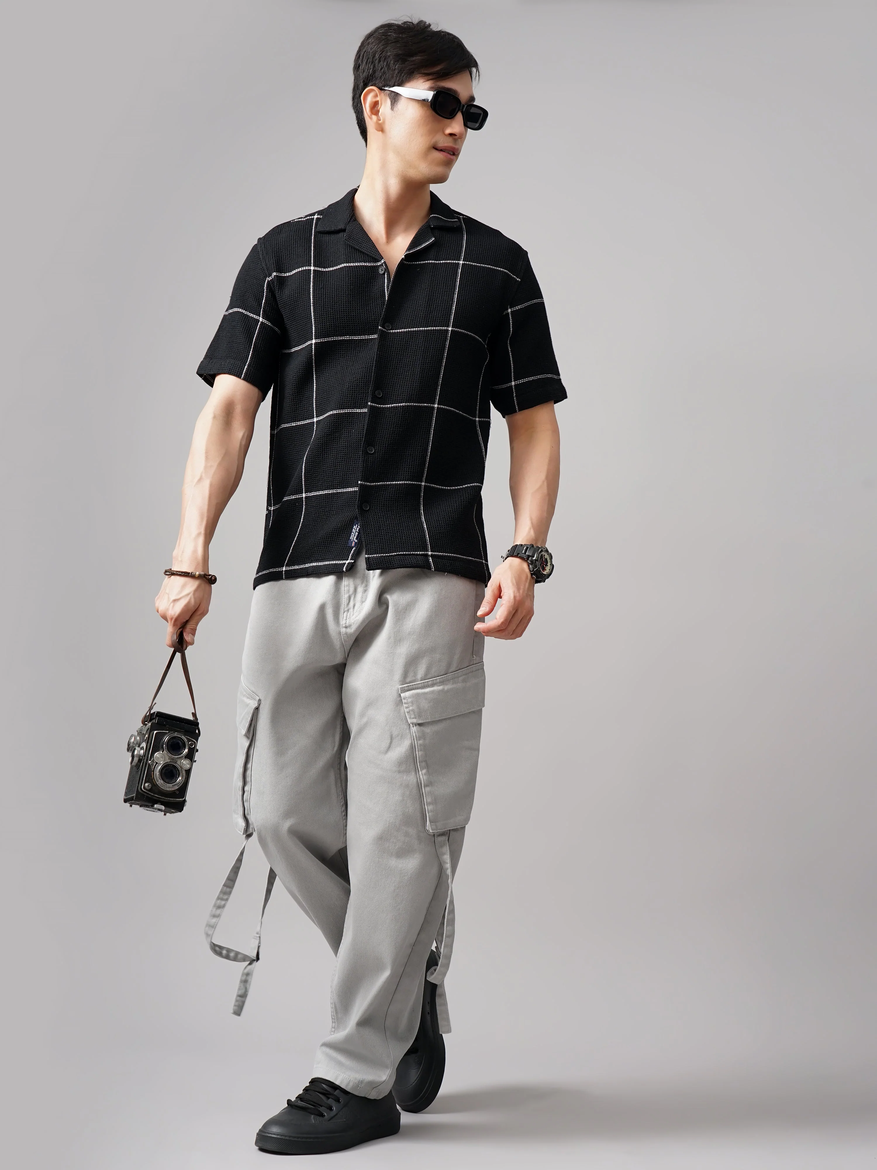 Men Apex Checks Cream Shirt - Image 6