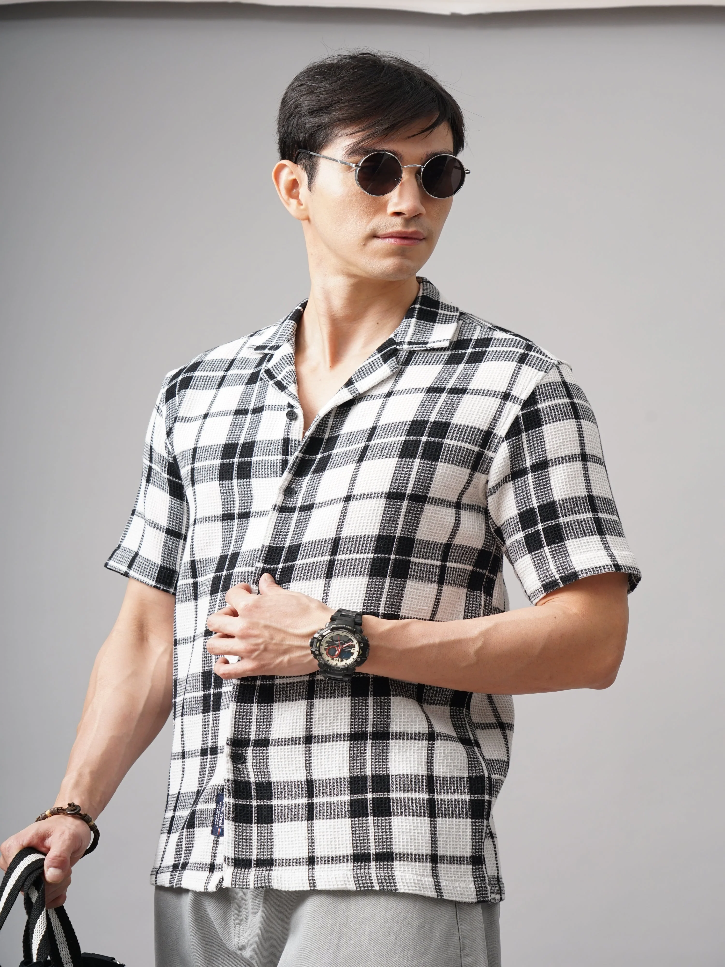 Men Apex Checks White Shirt - Image 3