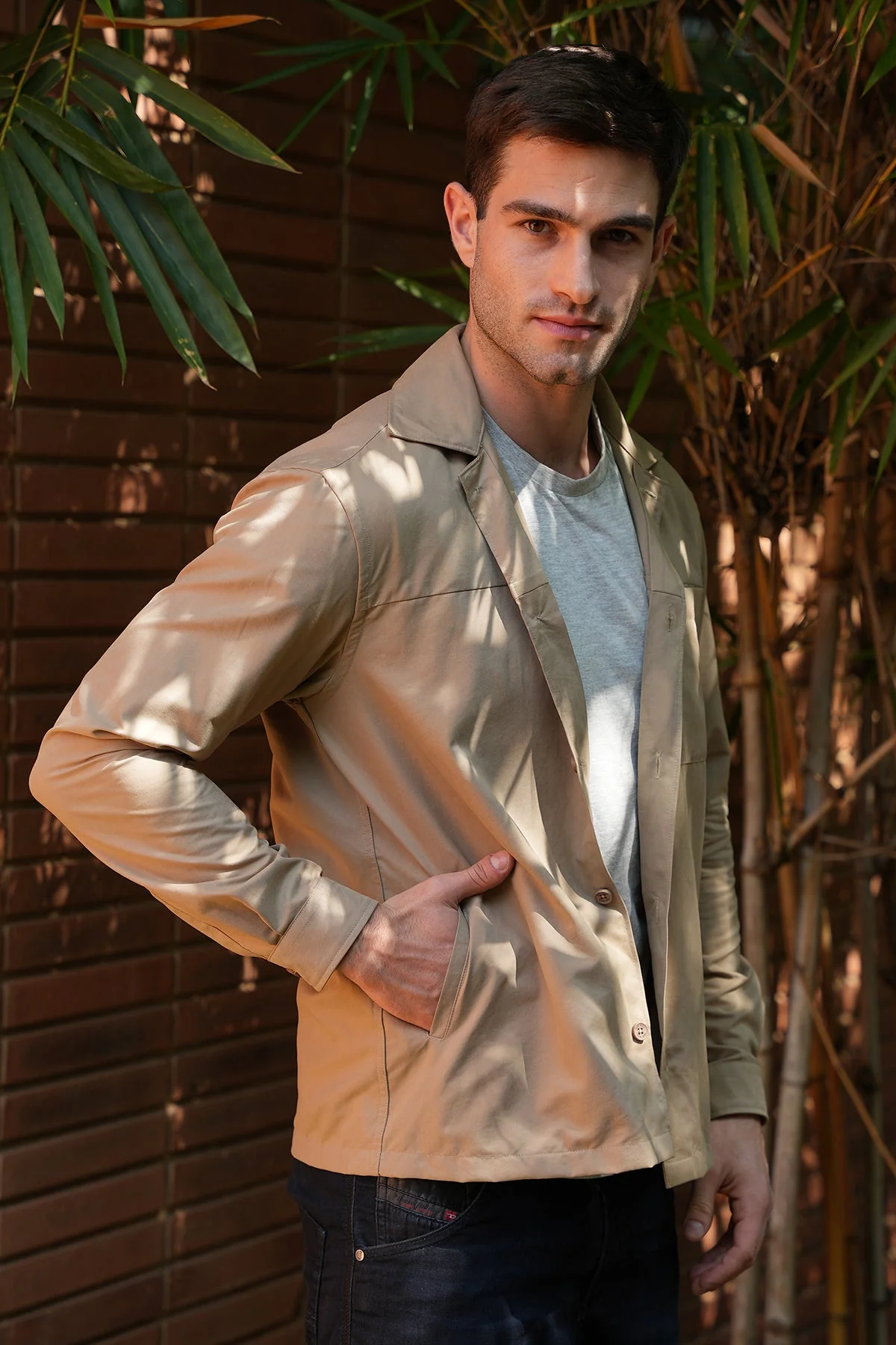 Men Archer Suede Jacket Khaki - Image 5