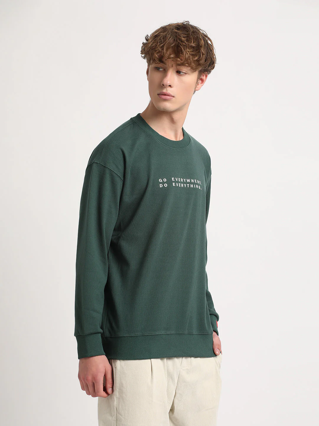 Men Archi Style: 's Green Printed Relax Fit Sweatshirt | The Bear House - Image 3